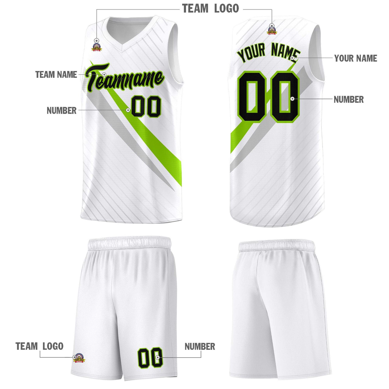Custom White Diagonal Pinstripe Pattern Color Block Sports Uniform Basketball Jersey
