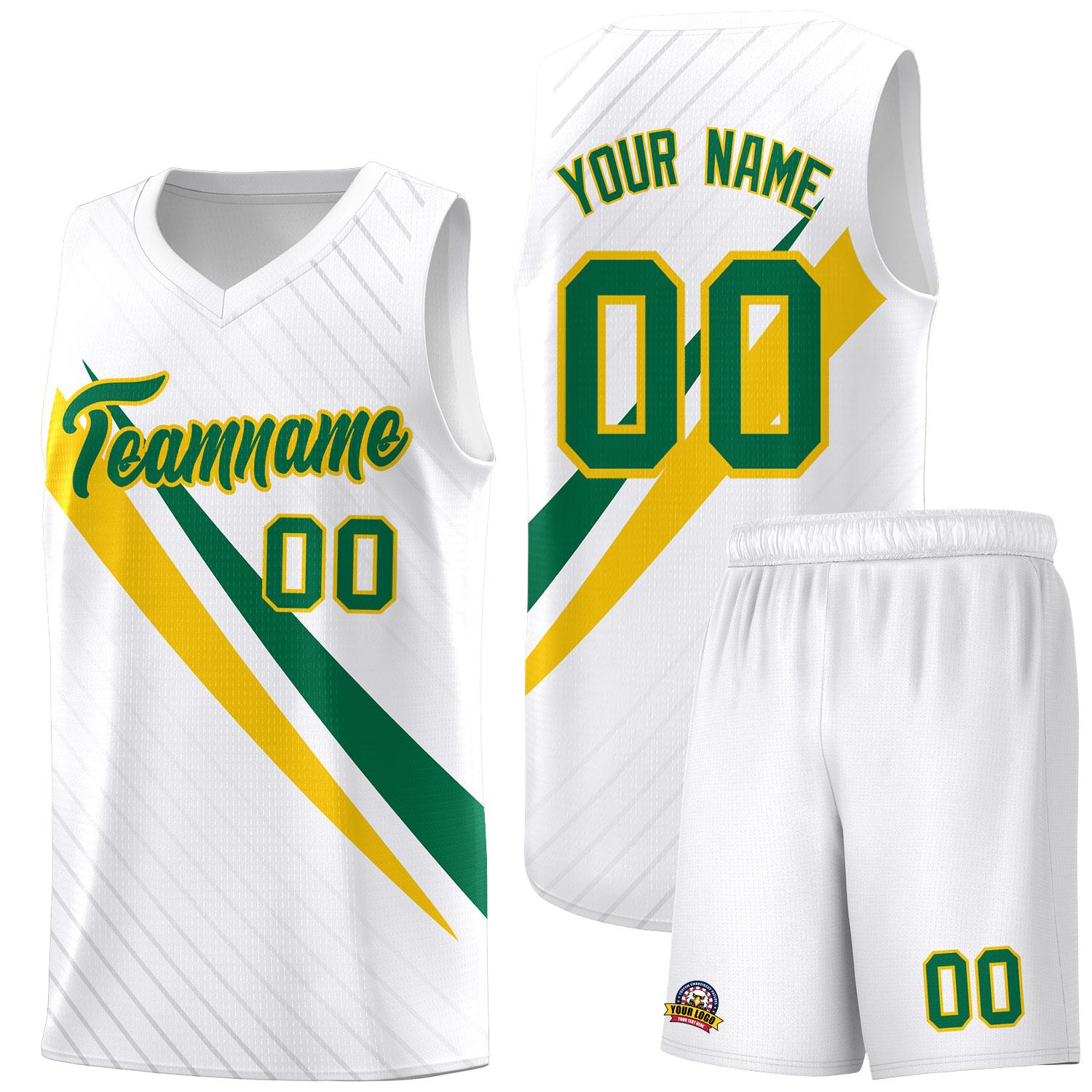 Custom White Diagonal Pinstripe Pattern Color Block Sports Uniform Basketball Jersey