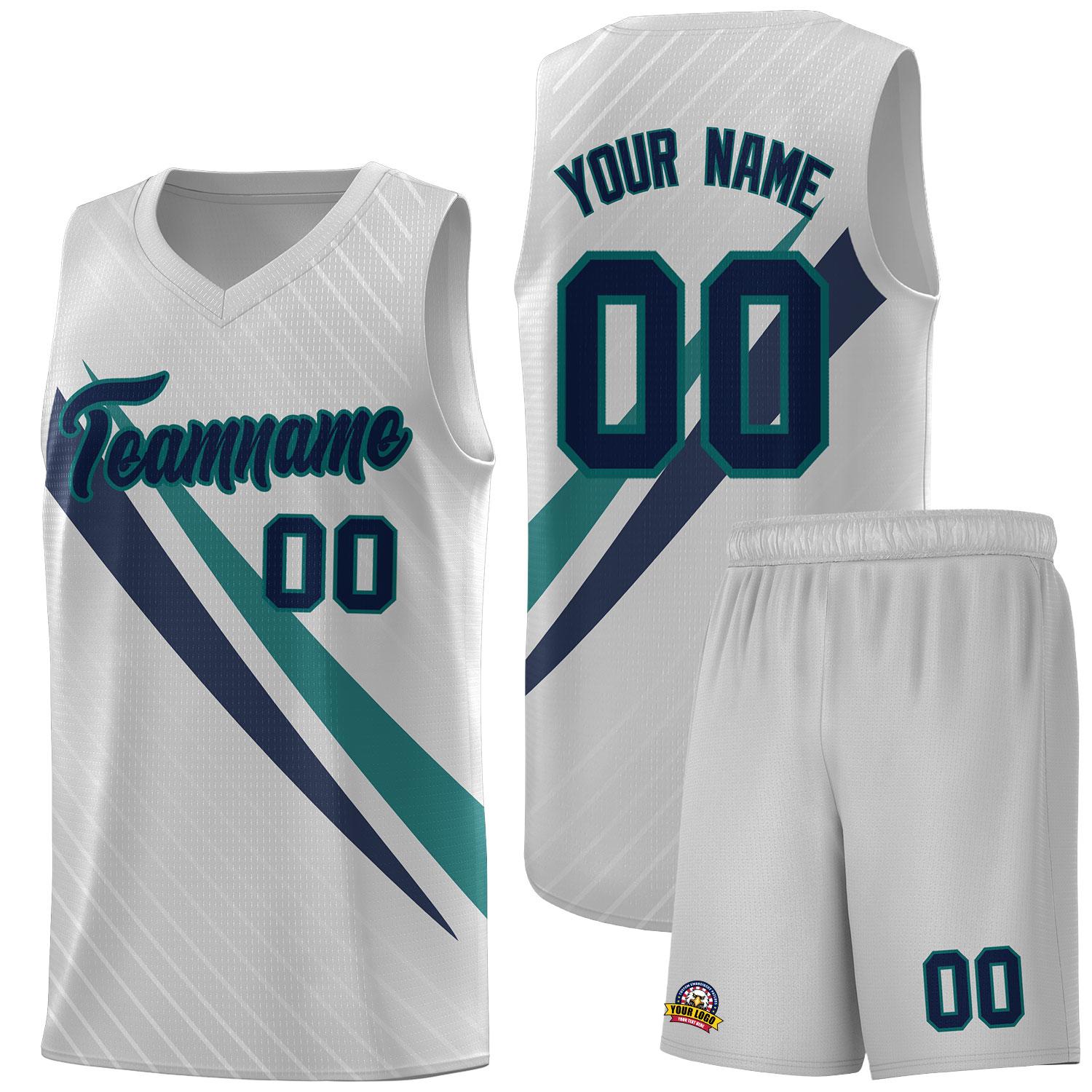Custom Gray Diagonal Pinstripe Pattern Color Block Sports Uniform Basketball Jersey