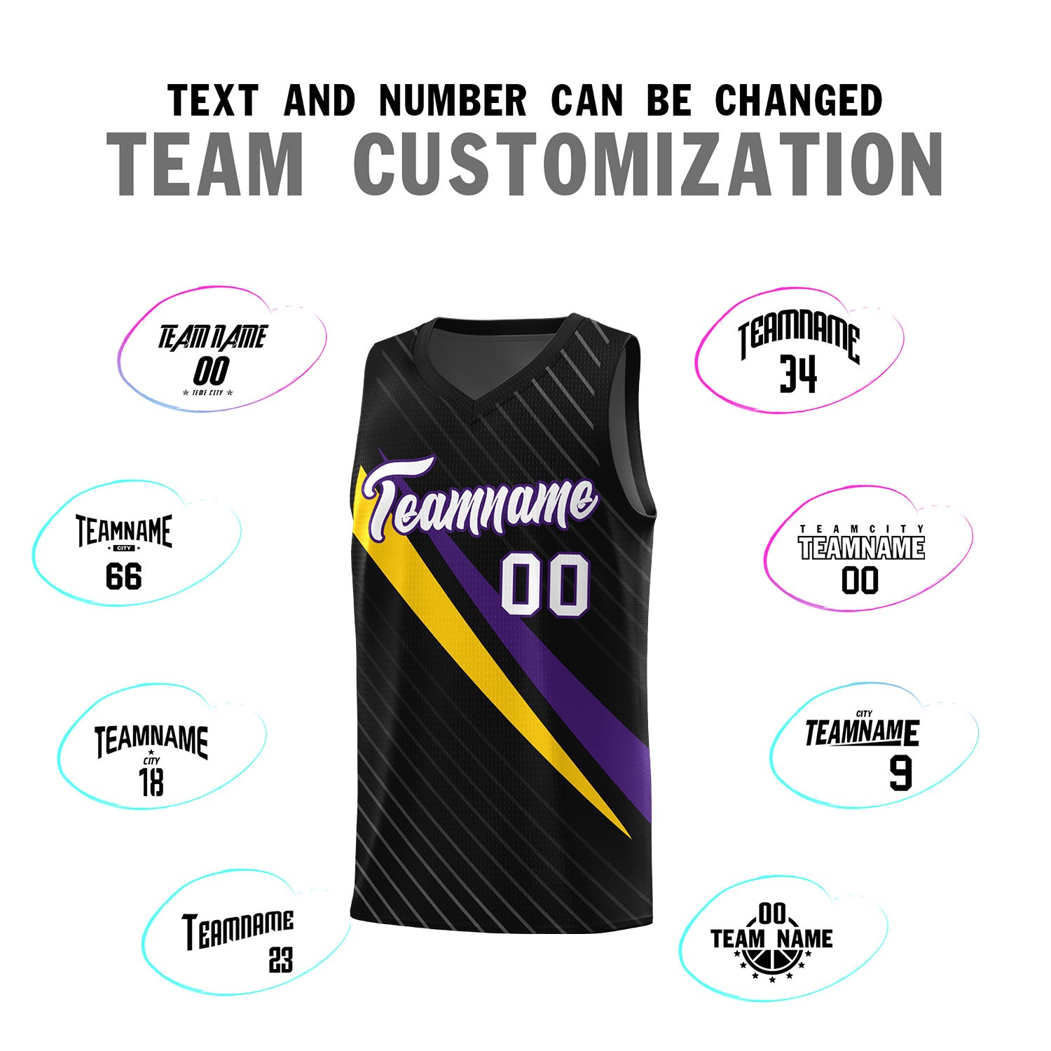Custom Black Diagonal Pinstripe Pattern Color Block Sports Uniform Basketball Jersey