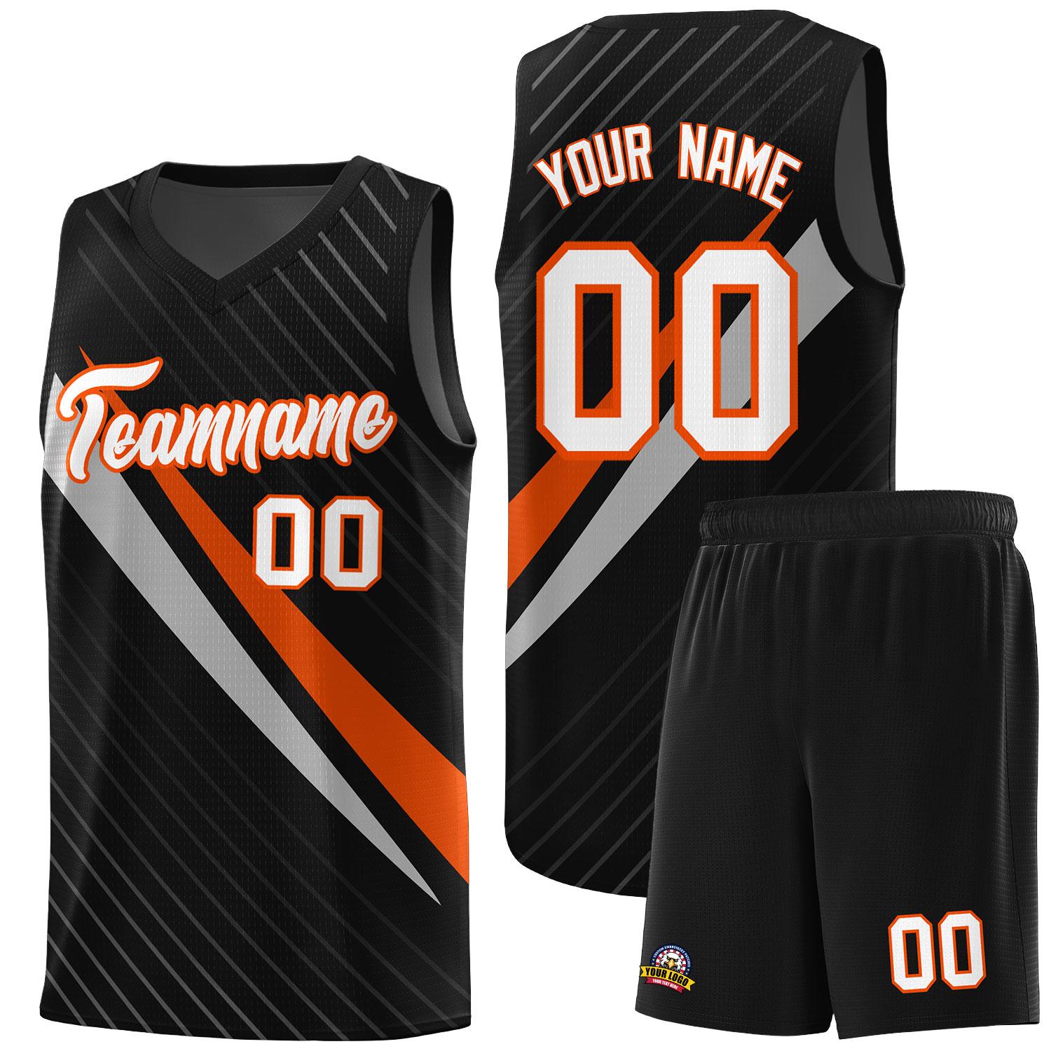 Custom Black Diagonal Pinstripe Pattern Color Block Sports Uniform Basketball Jersey