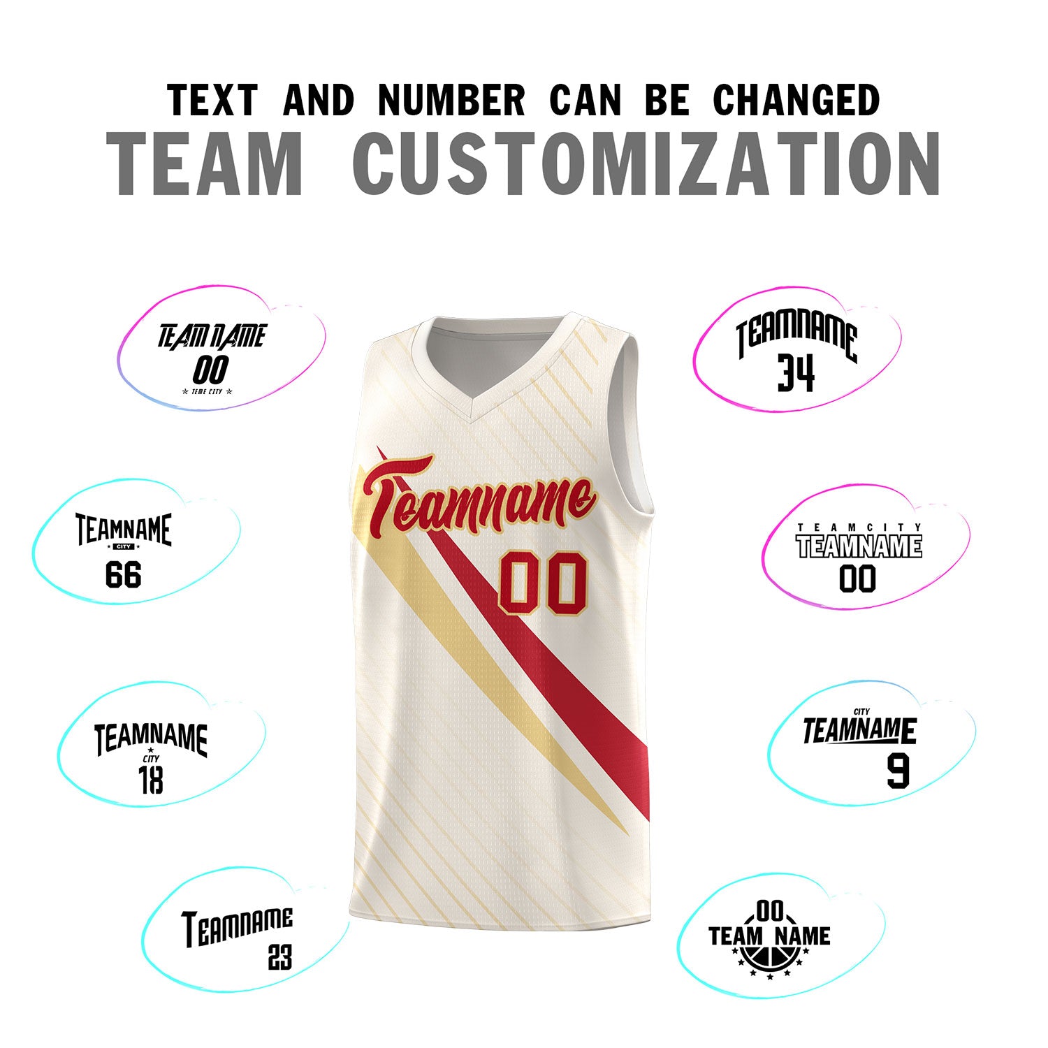 Custom Cream Diagonal Pinstripe Pattern Color Block Sports Uniform Basketball Jersey