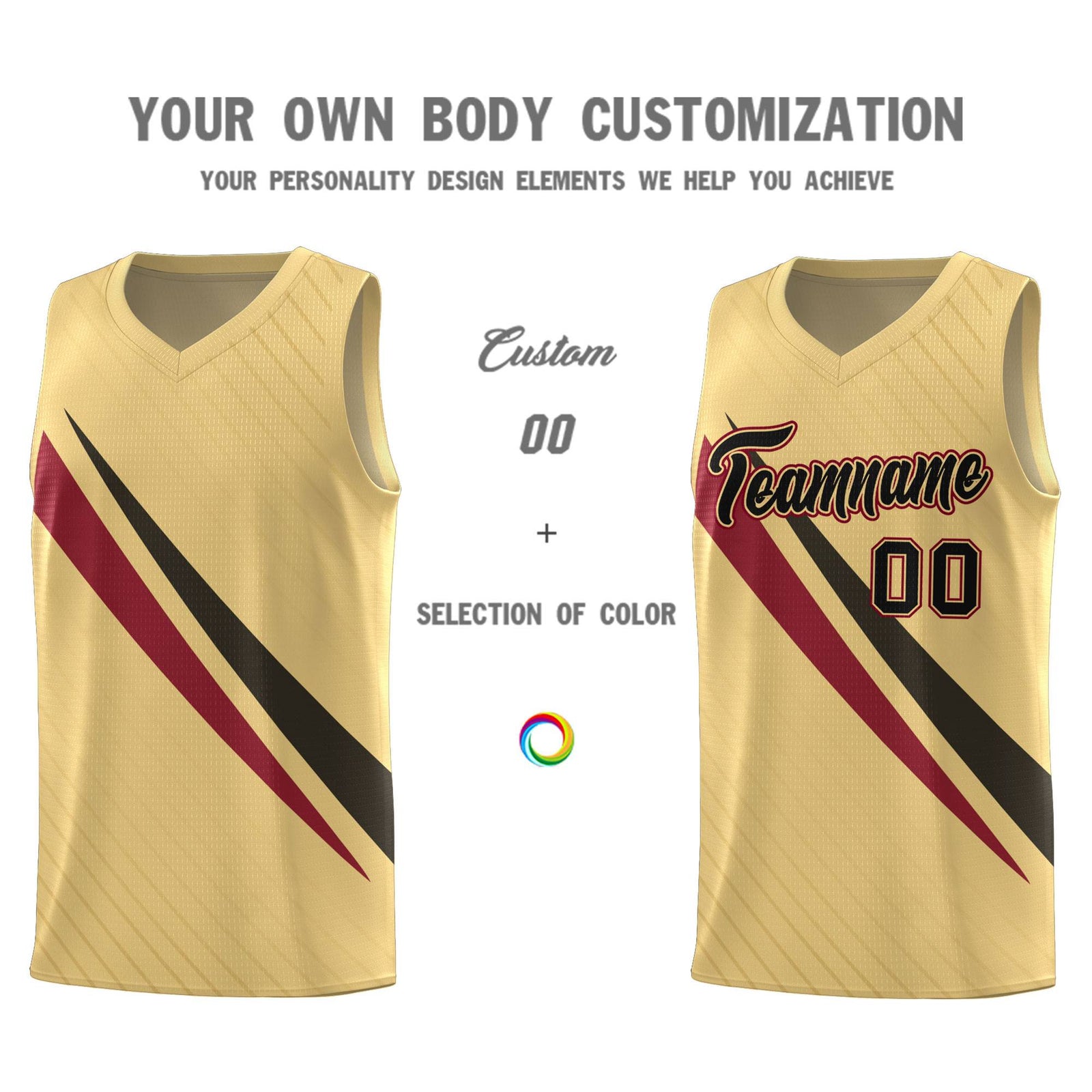 Custom Khaki Diagonal Pinstripe Pattern Color Block Sports Uniform Basketball Jersey