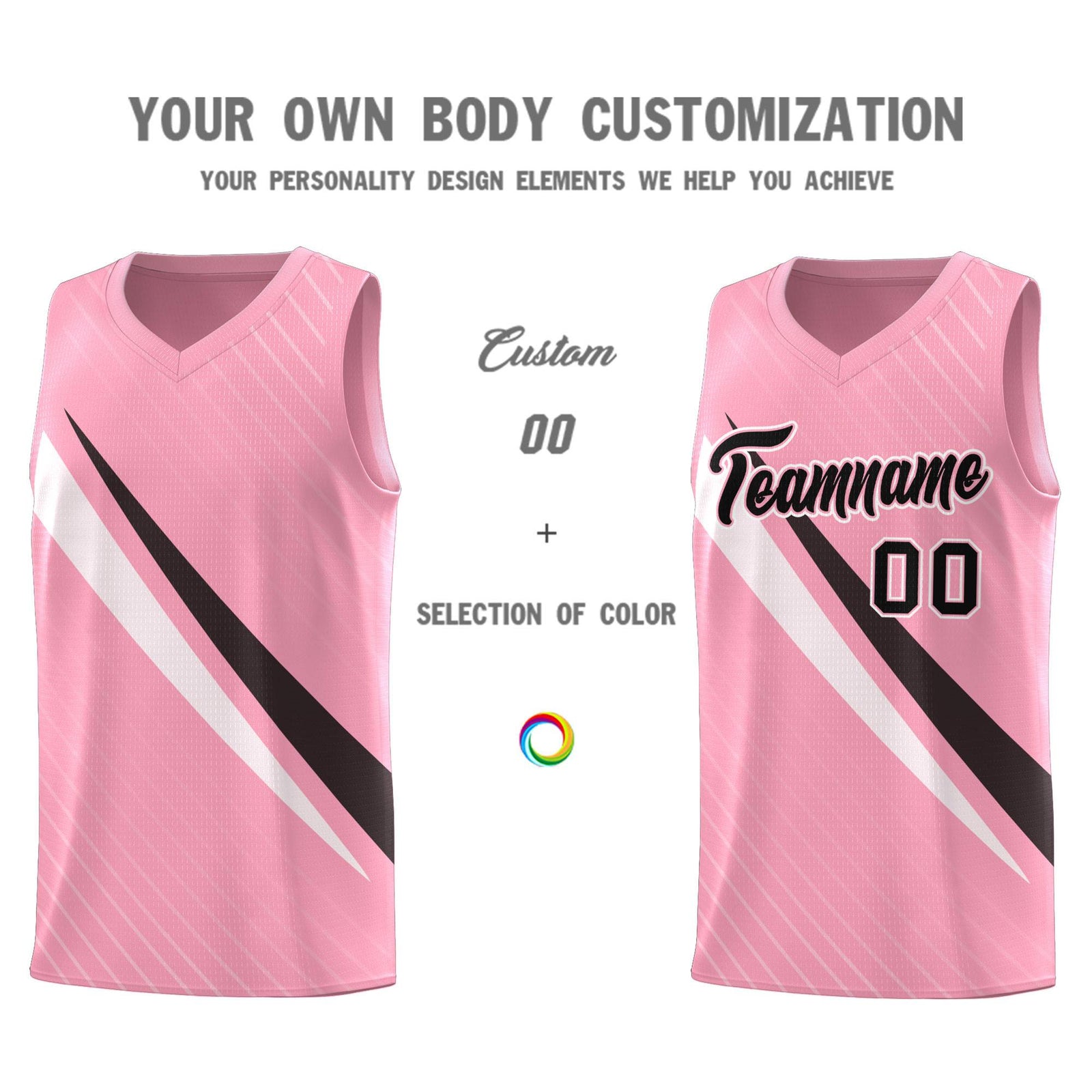Custom Light Pink Diagonal Pinstripe Pattern Color Block Sports Uniform Basketball Jersey
