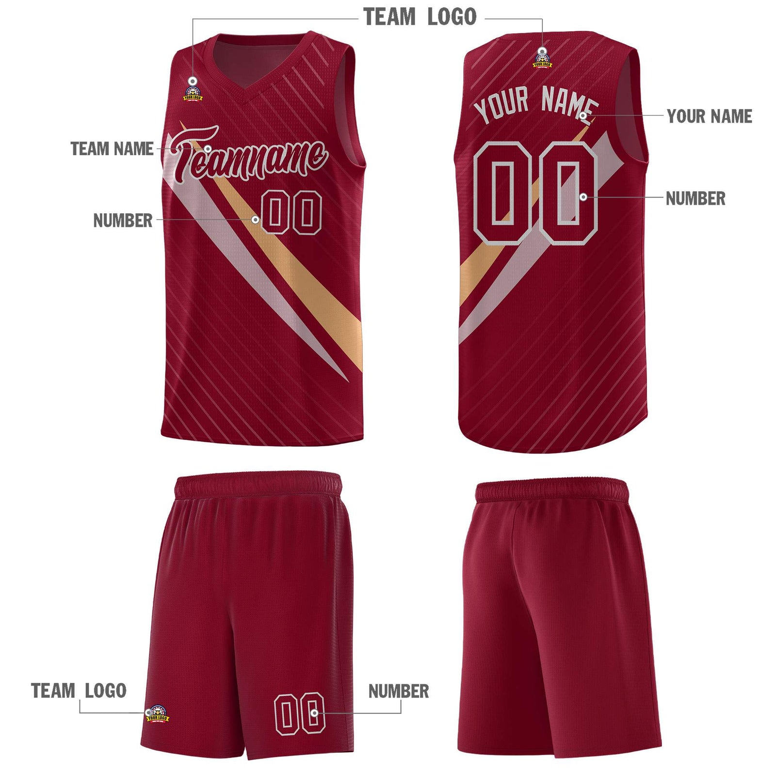 Custom Crimson Diagonal Pinstripe Pattern Color Block Sports Uniform Basketball Jersey