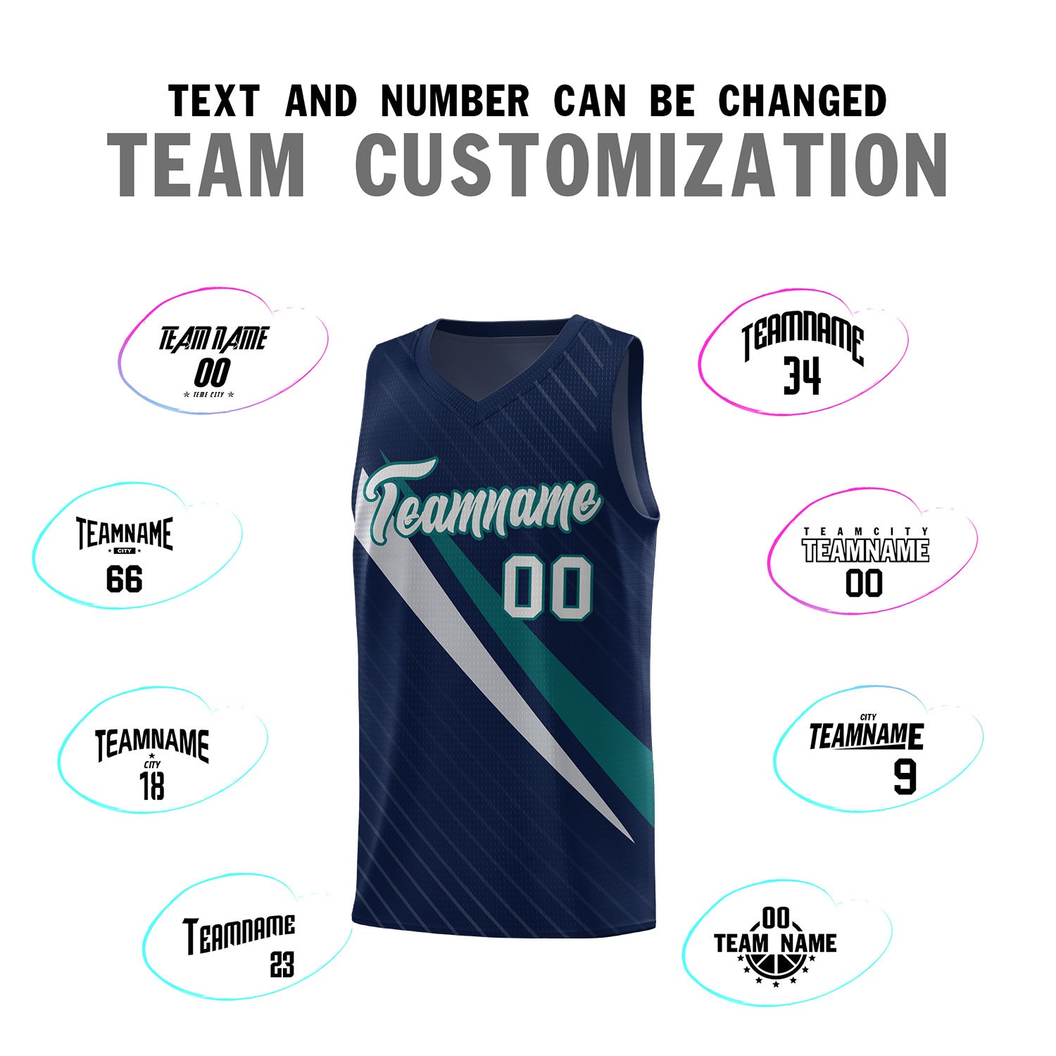 Custom Navy Diagonal Pinstripe Pattern Color Block Sports Uniform Basketball Jersey
