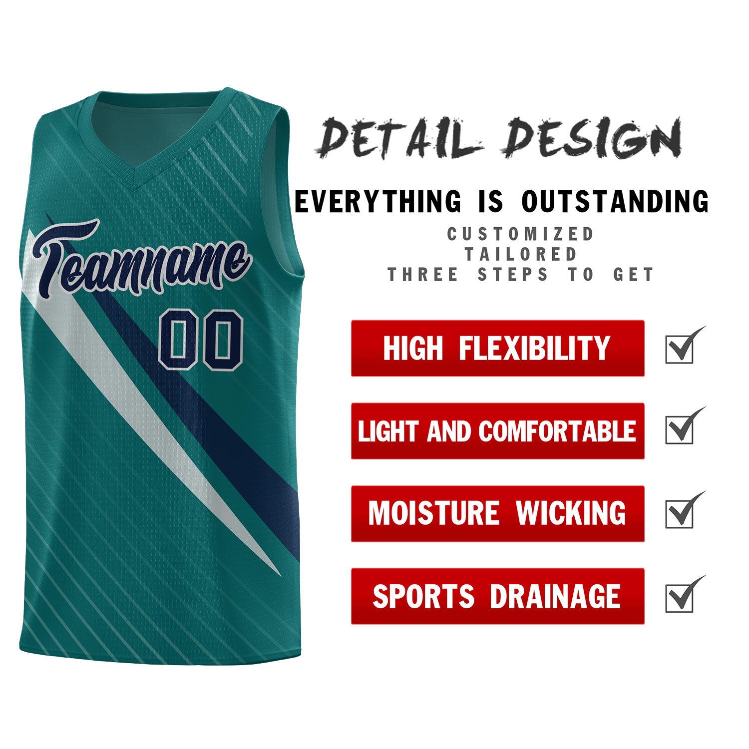 Custom Aqua Diagonal Pinstripe Pattern Color Block Sports Uniform Basketball Jersey