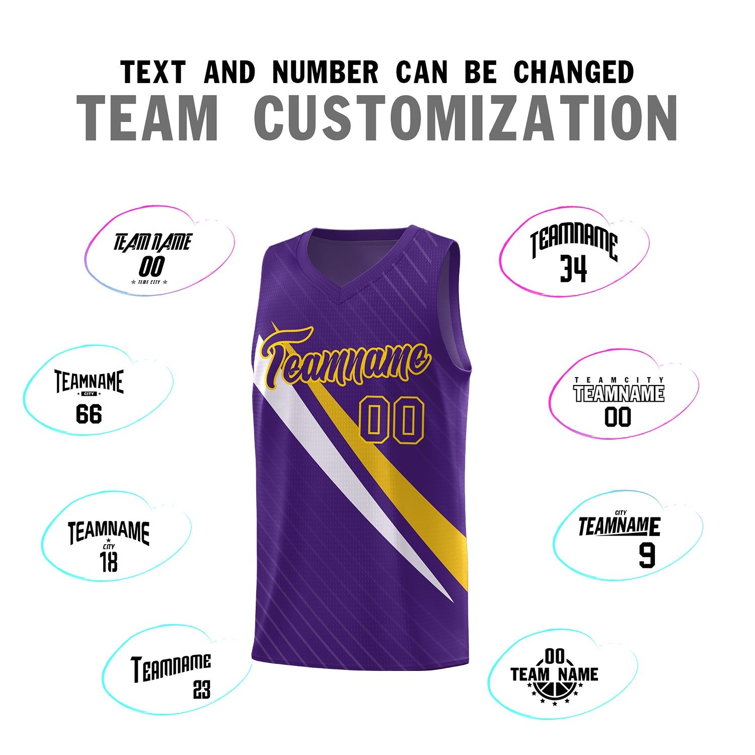 Custom Purple Diagonal Pinstripe Pattern Color Block Sports Uniform Basketball Jersey