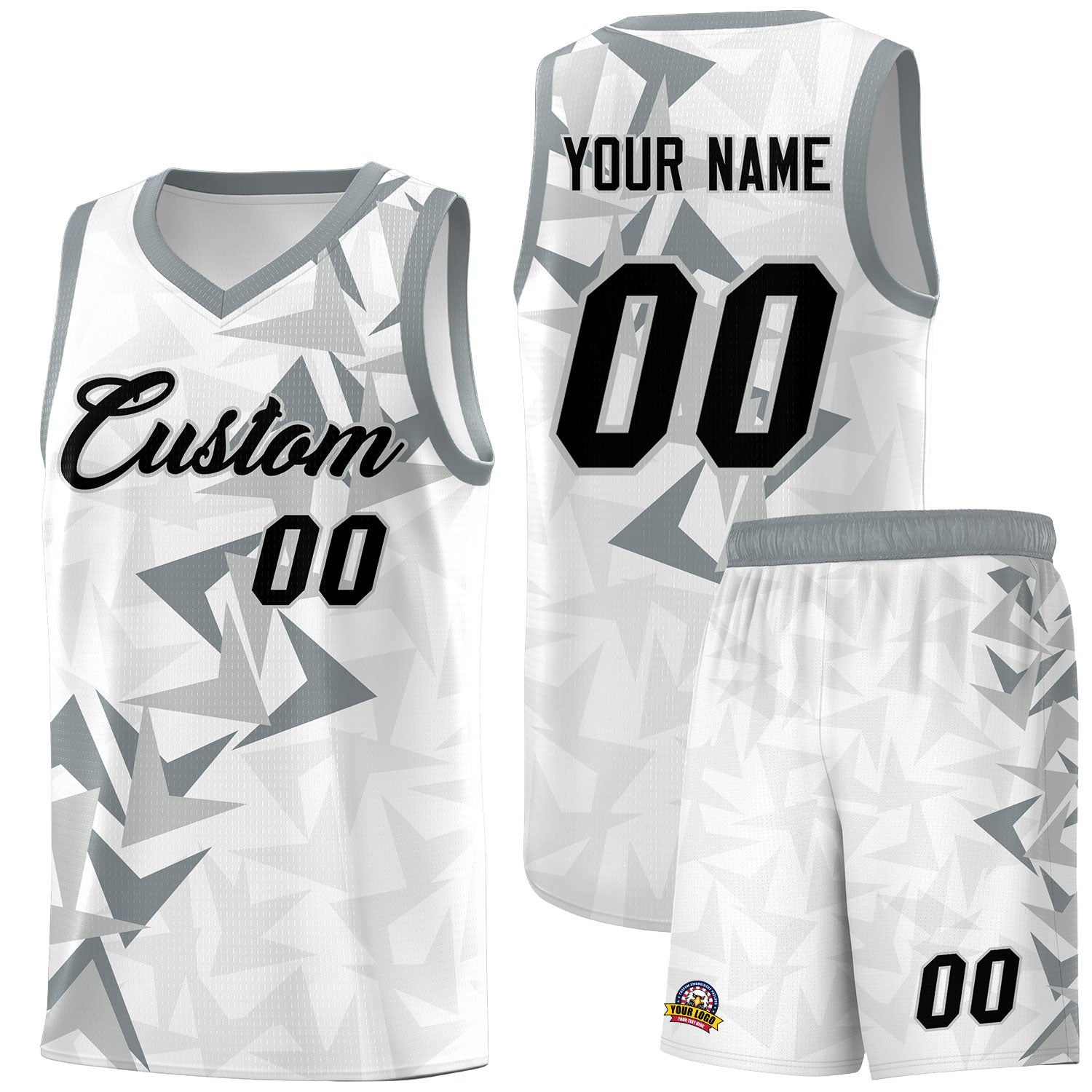 Custom White Boomerang Pattern Sets Basketball Jersey