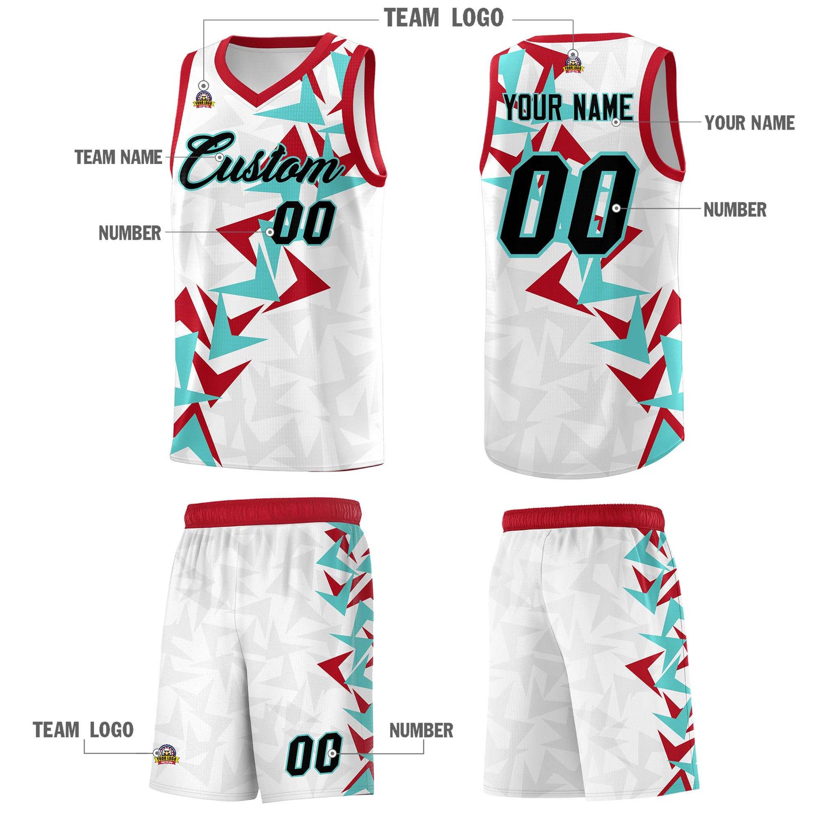 Custom White Boomerang Pattern Sets Basketball Jersey