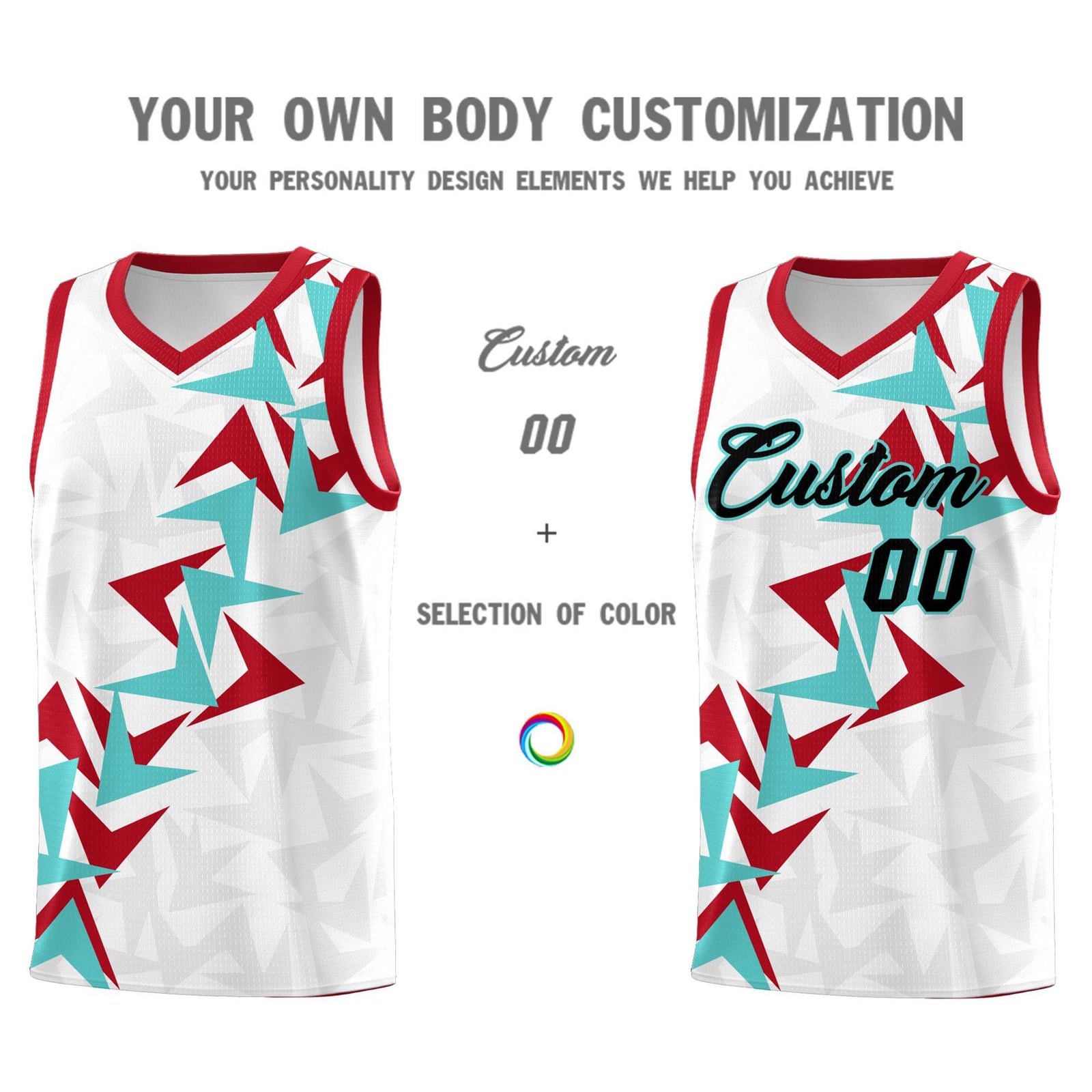 Custom White Boomerang Pattern Sets Basketball Jersey