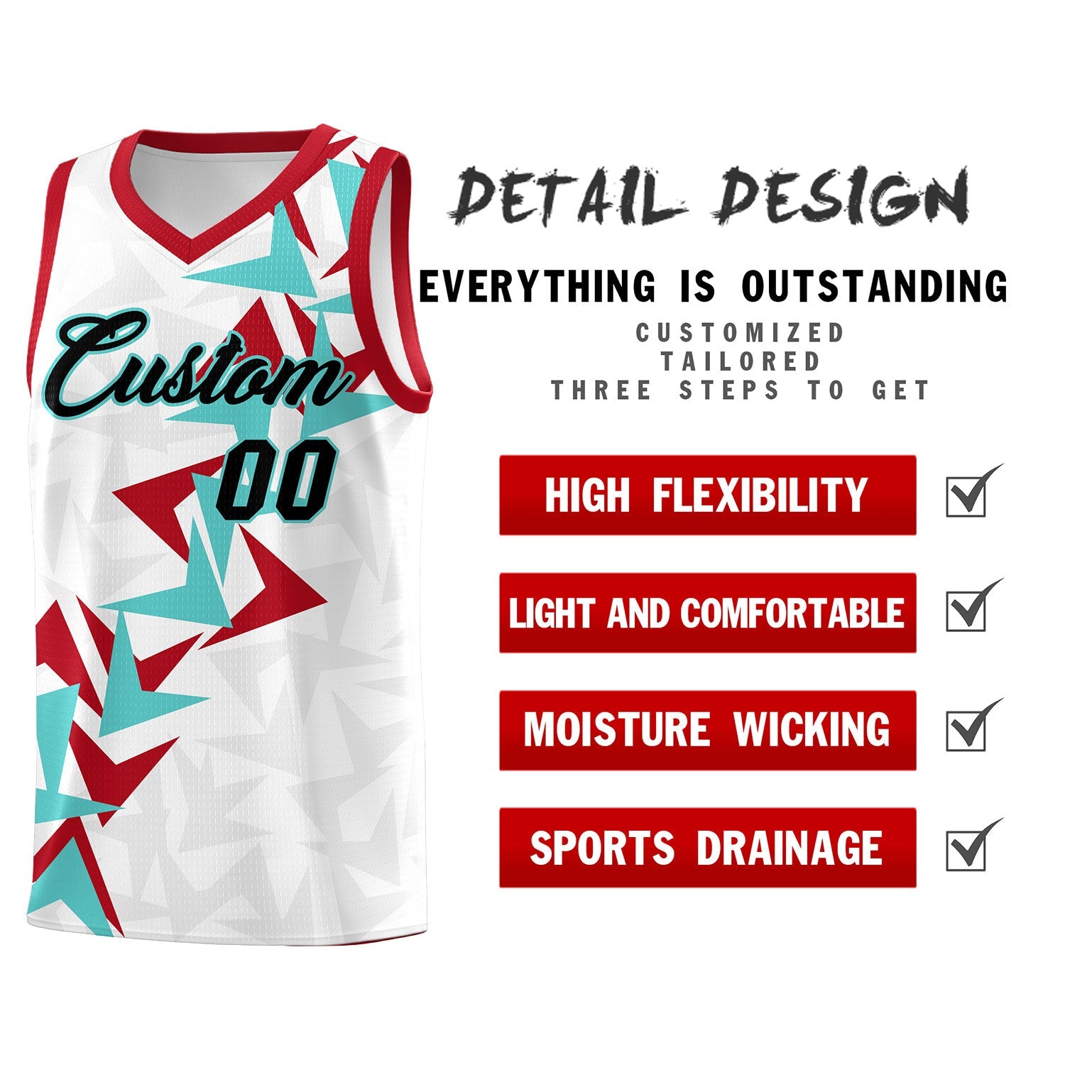 Custom White Boomerang Pattern Sets Basketball Jersey