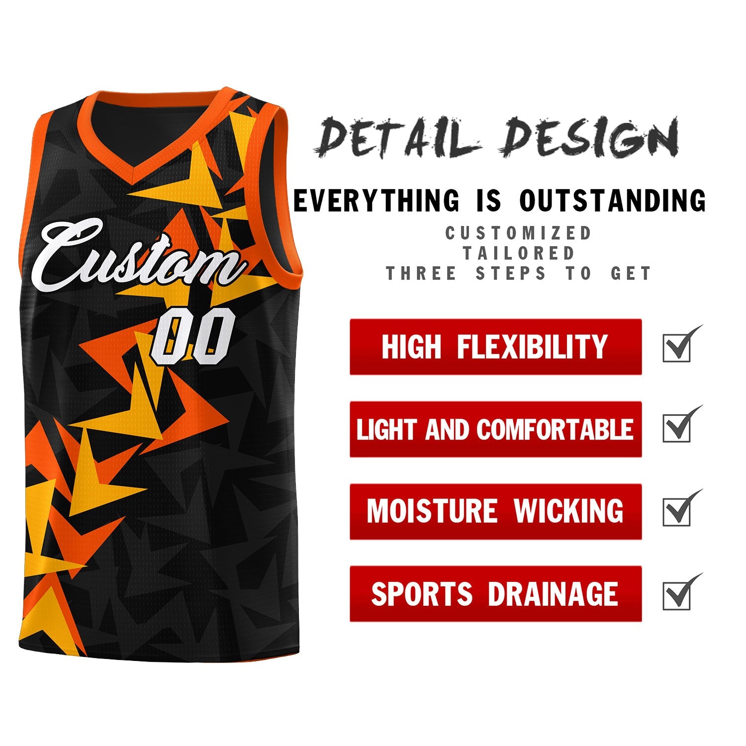 Custom Black Boomerang Pattern Sets Basketball Jersey
