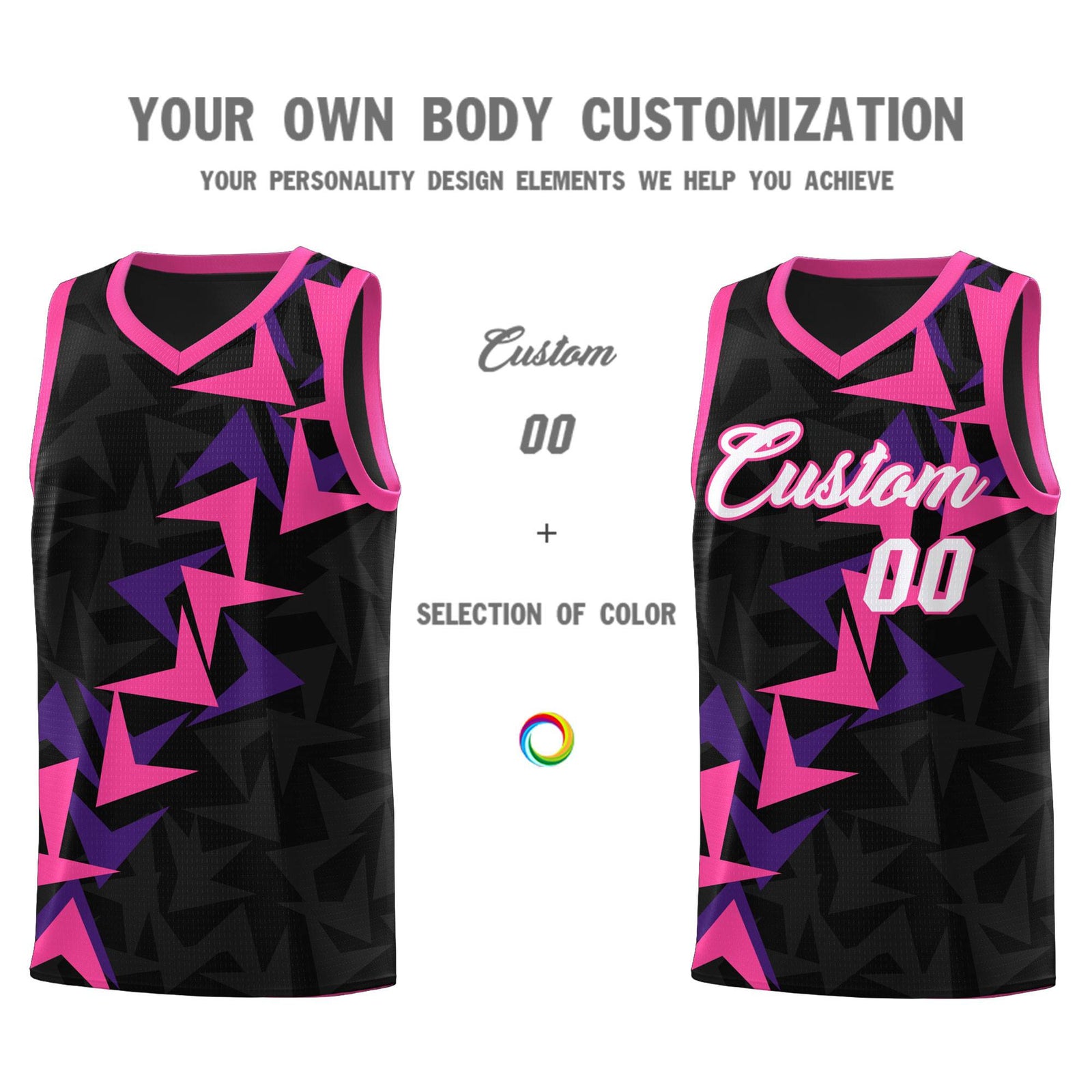Custom Black Boomerang Pattern Sets Basketball Jersey