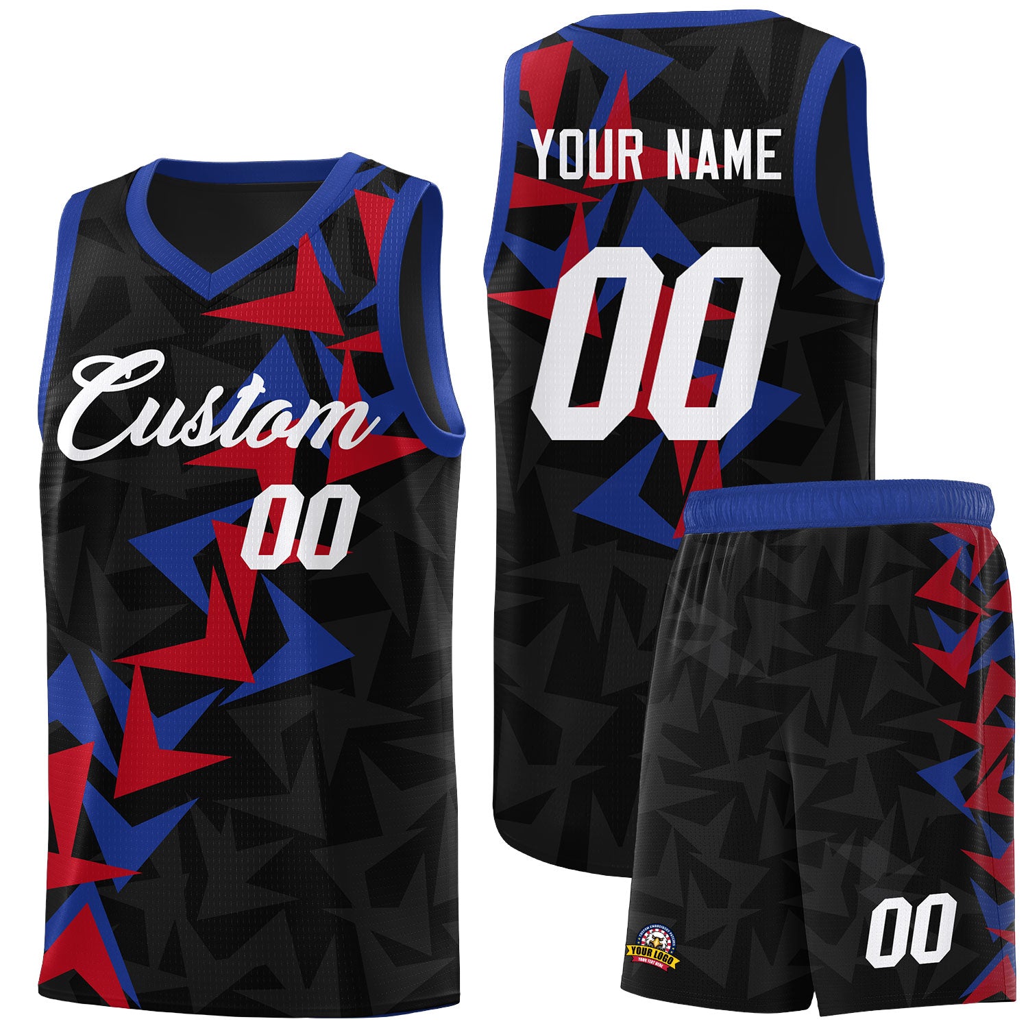 Custom Black Boomerang Pattern Sets Basketball Jersey