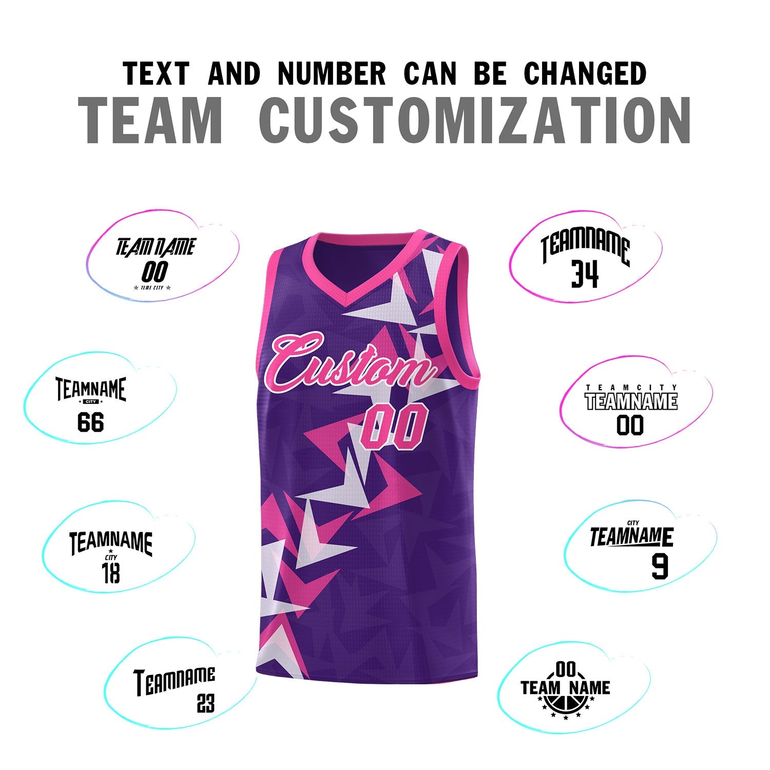 Custom Purple Boomerang Pattern Sets Basketball Jersey