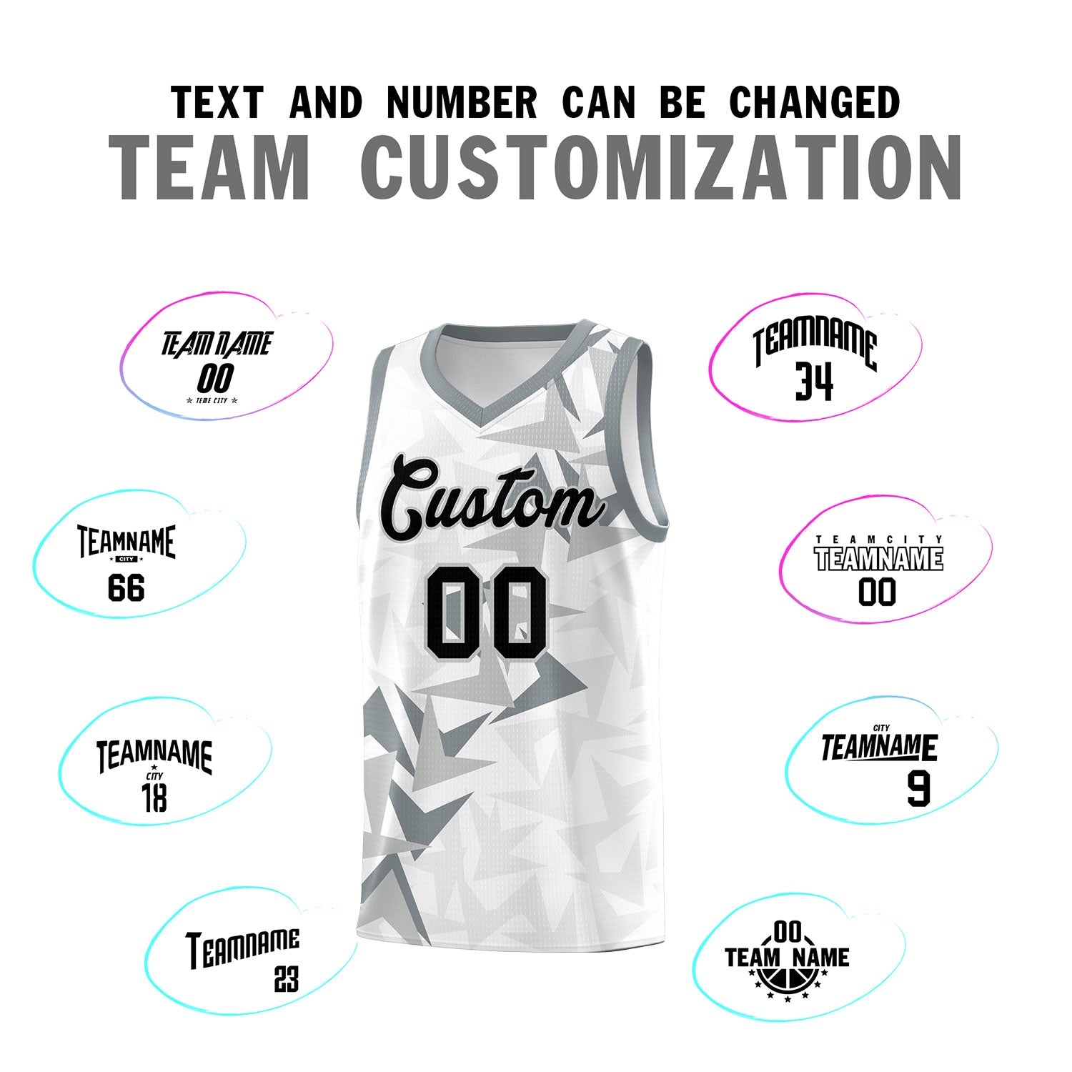 Custom White Boomerang Pattern Sets Basketball Jersey