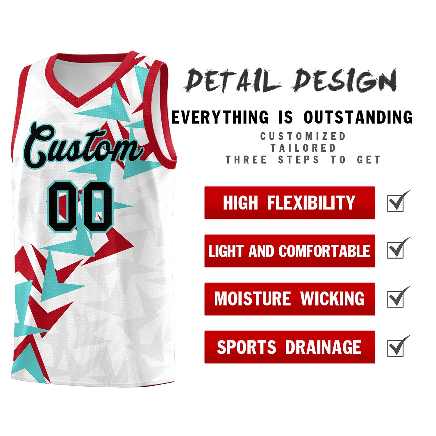 Custom White Boomerang Pattern Sets Basketball Jersey