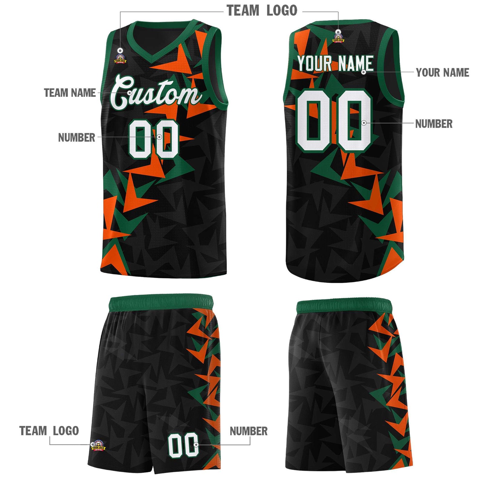 Custom Black Boomerang Pattern Sets Basketball Jersey