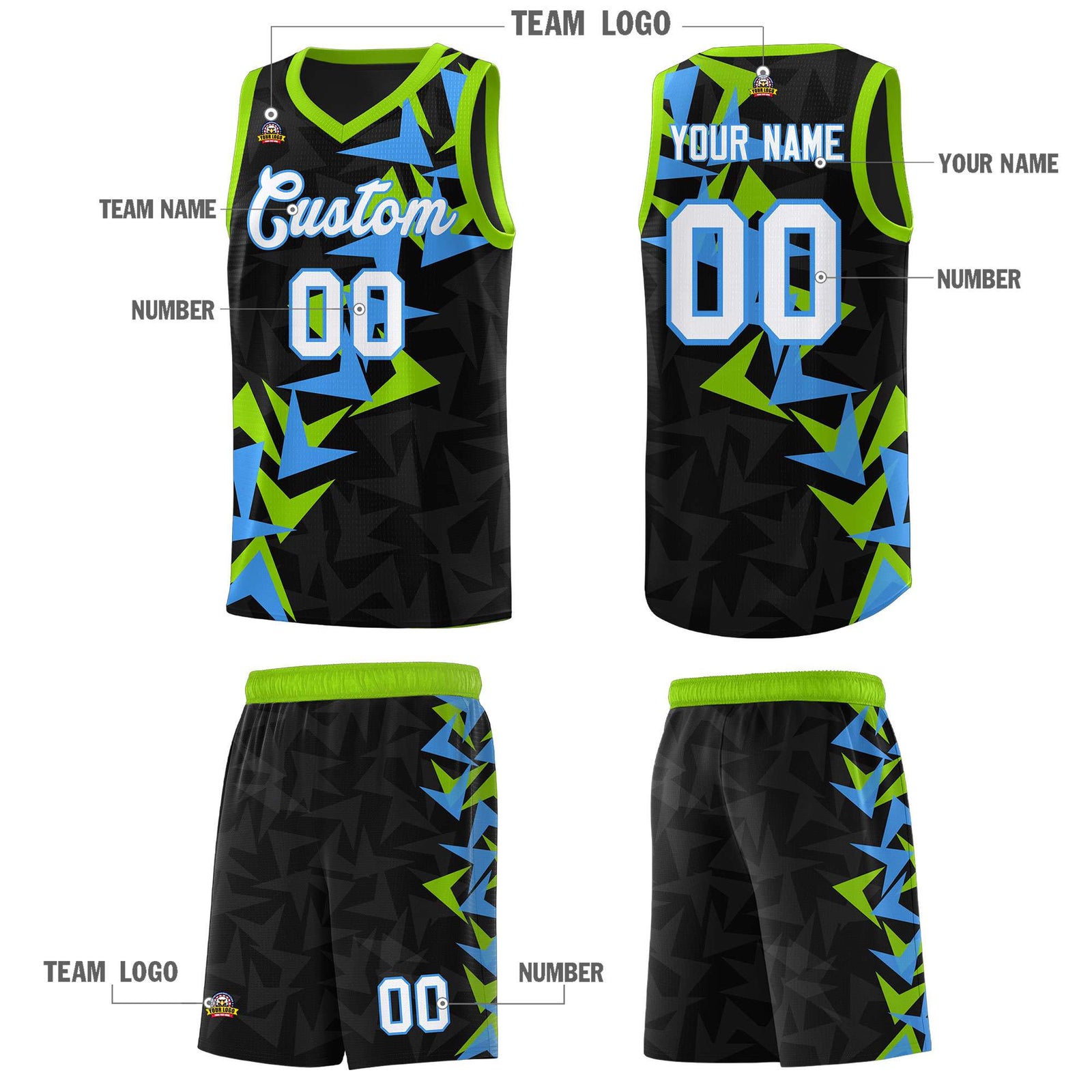 Custom Black Boomerang Pattern Sets Basketball Jersey