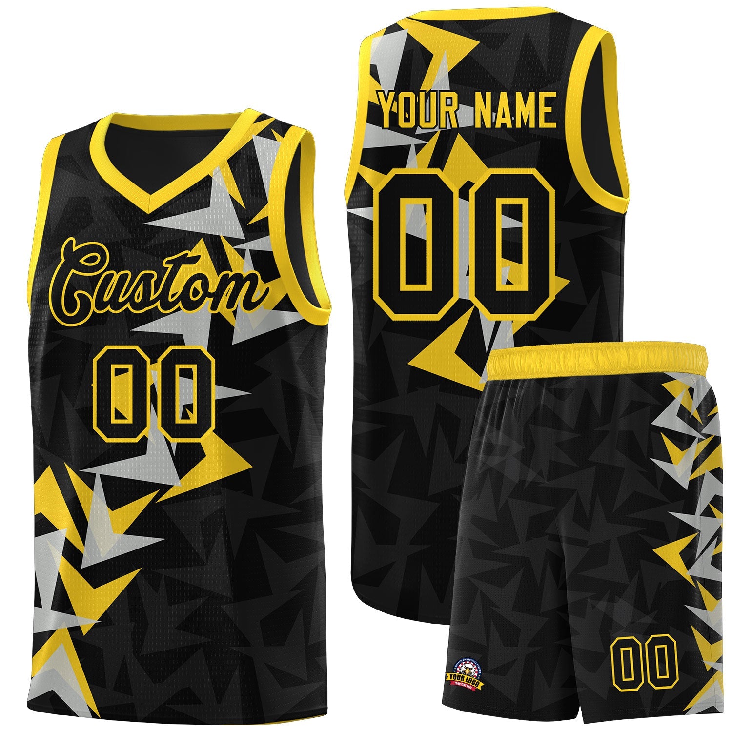 Custom Black Boomerang Pattern Sets Basketball Jersey