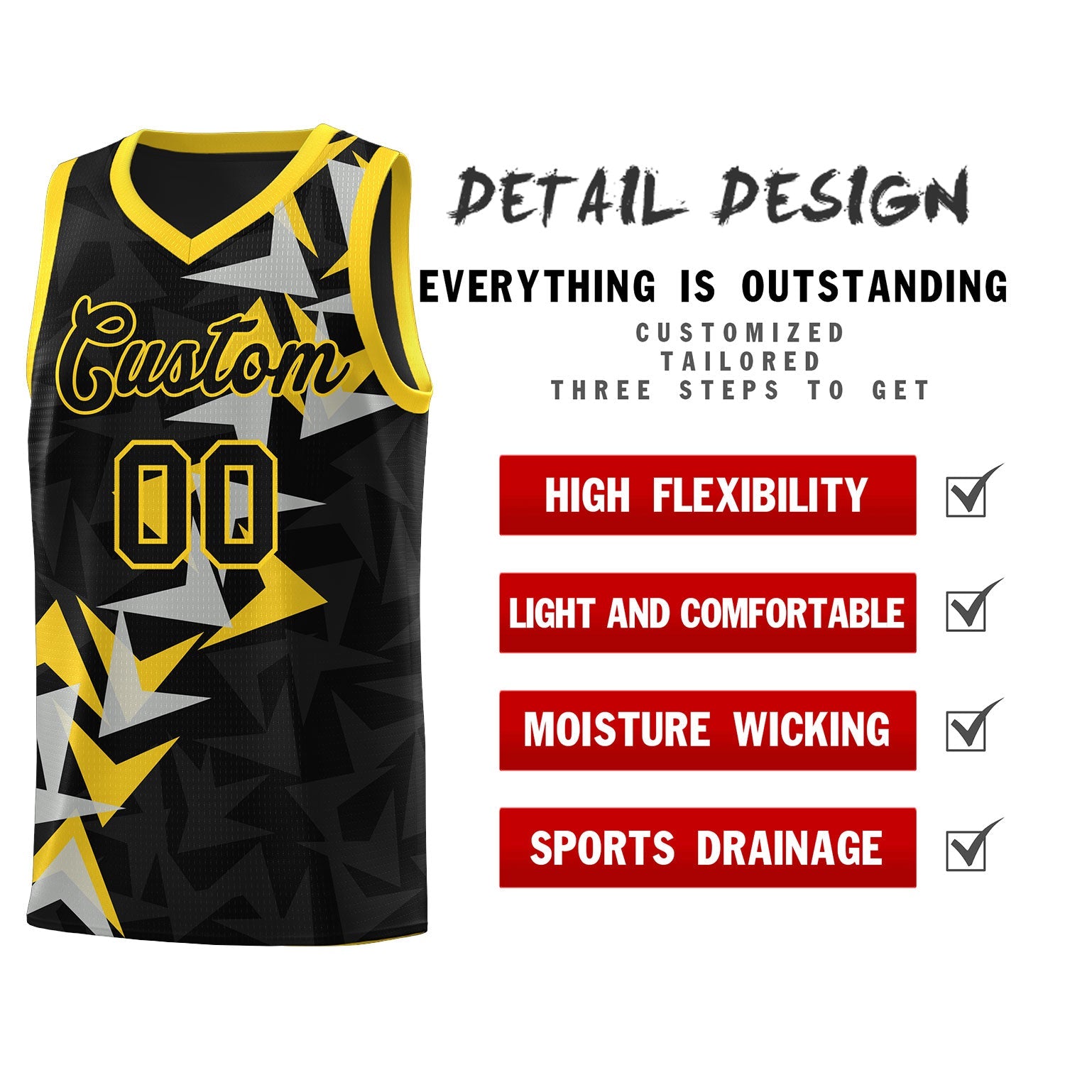 Custom Black Boomerang Pattern Sets Basketball Jersey