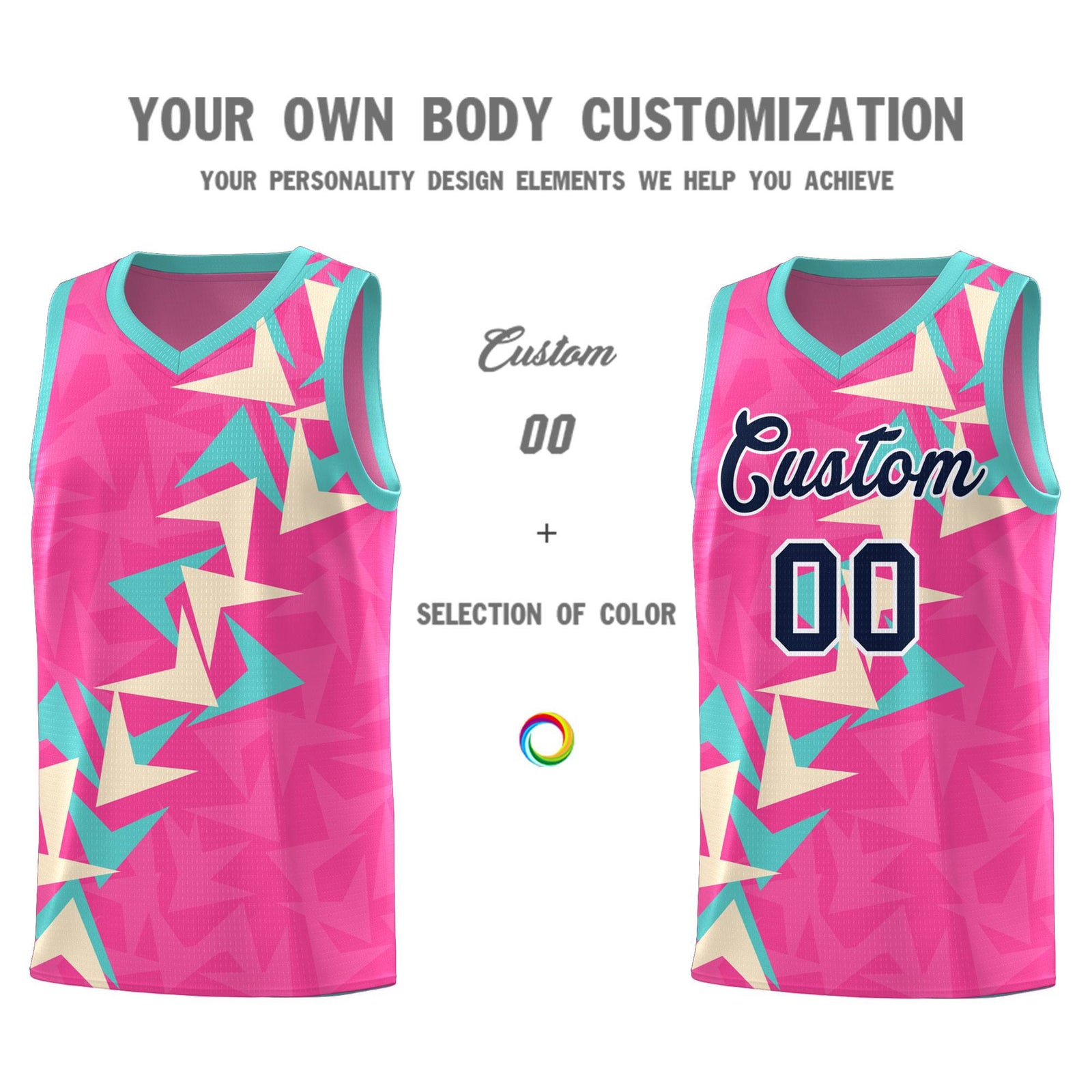Custom Pink Boomerang Pattern Sets Basketball Jersey