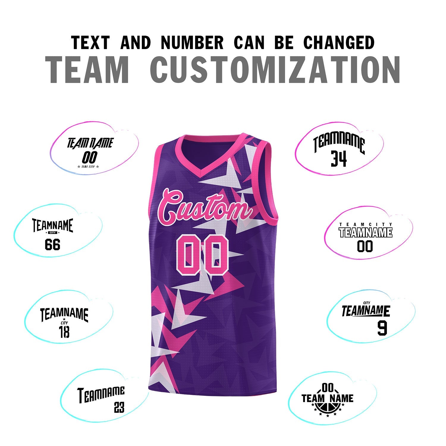 Custom Purple Boomerang Pattern Sets Basketball Jersey