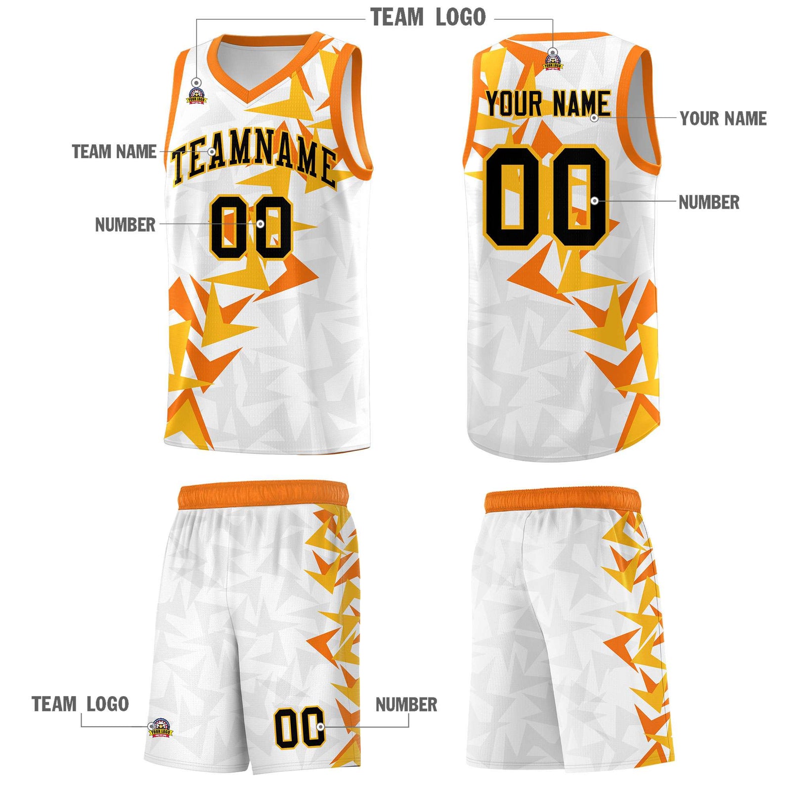 Custom White Boomerang Pattern Sets Basketball Jersey