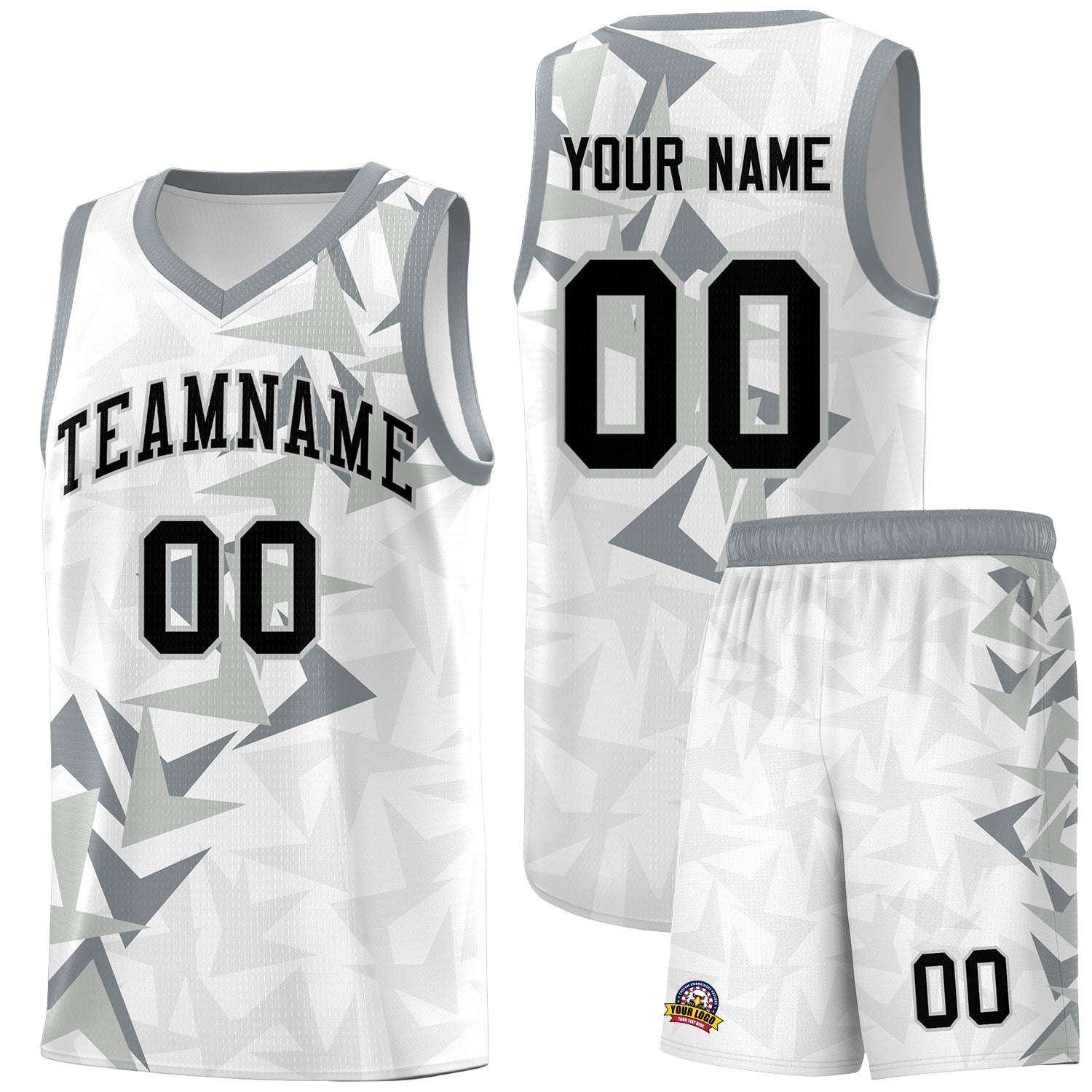 Custom White Boomerang Pattern Sets Basketball Jersey