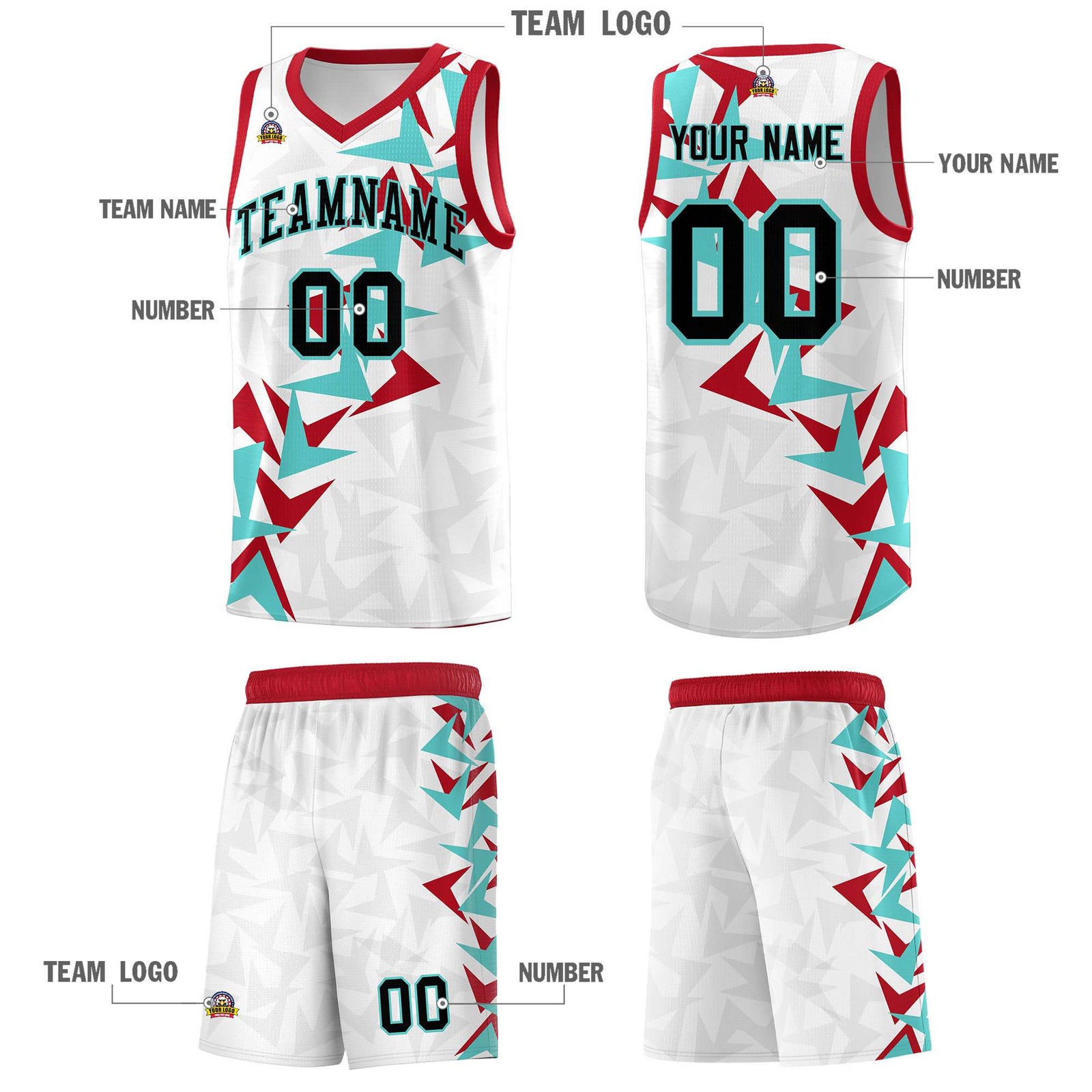 Custom White Boomerang Pattern Sets Basketball Jersey