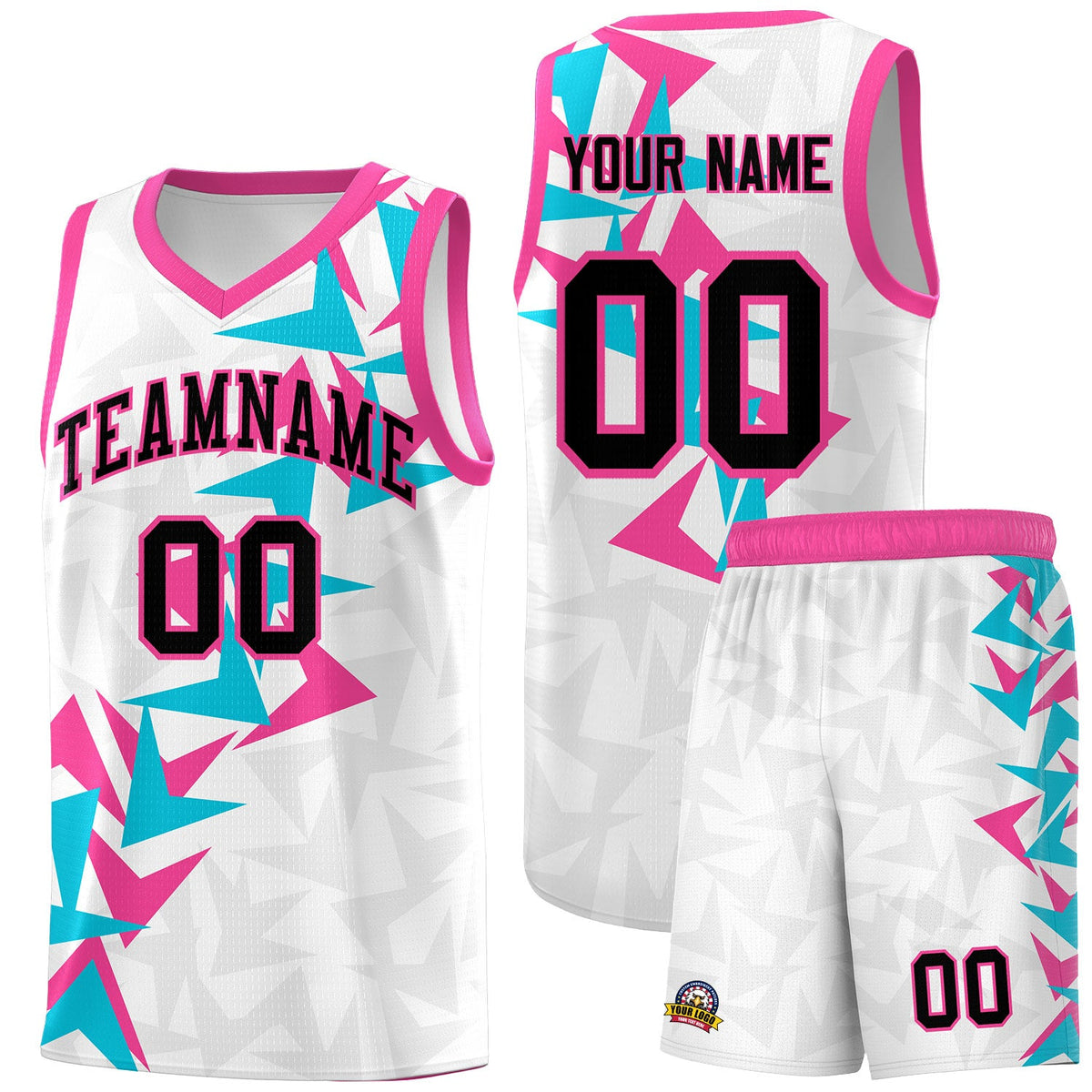 Custom White Boomerang Pattern Sets Basketball Jersey
