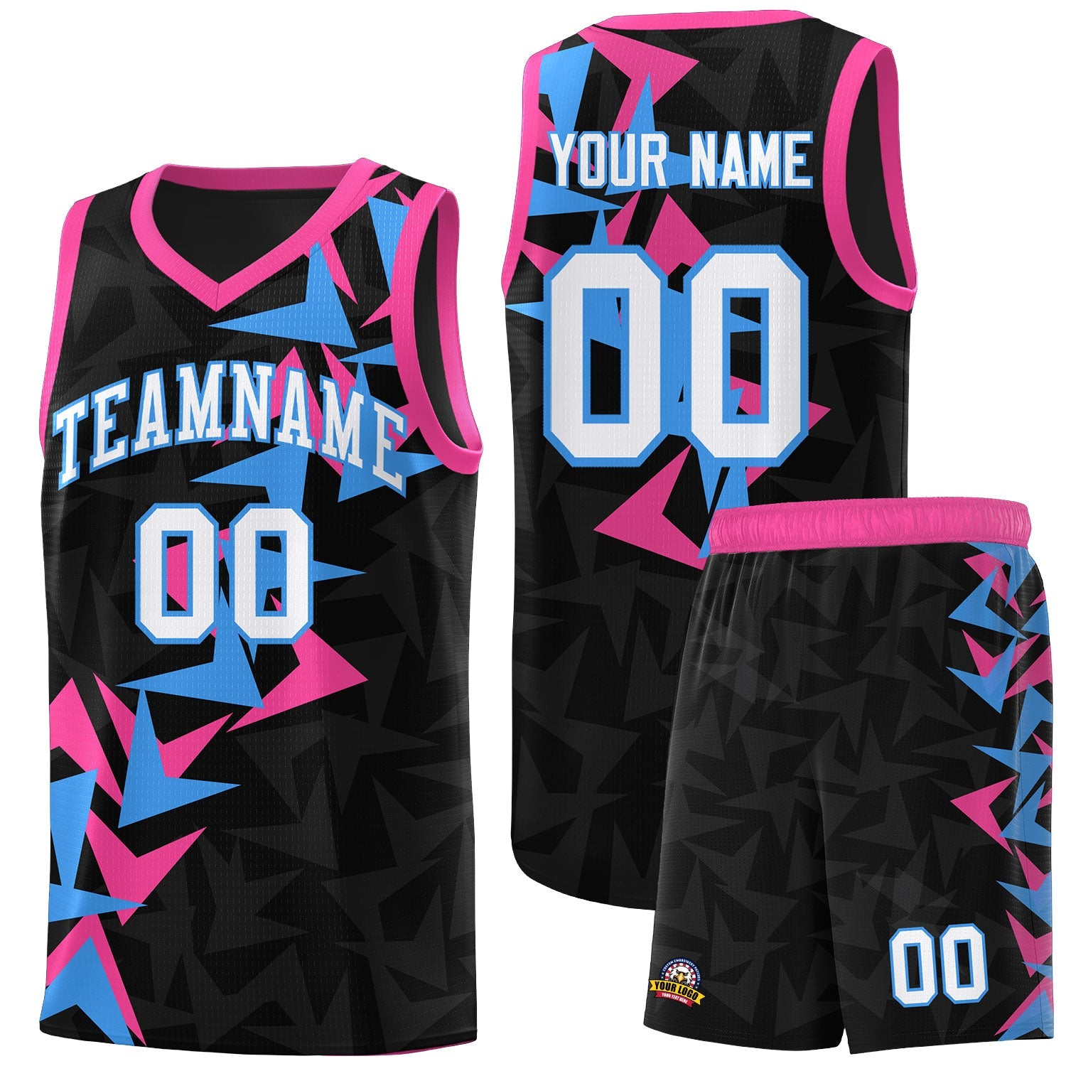 Custom Black Boomerang Pattern Sets Basketball Jersey