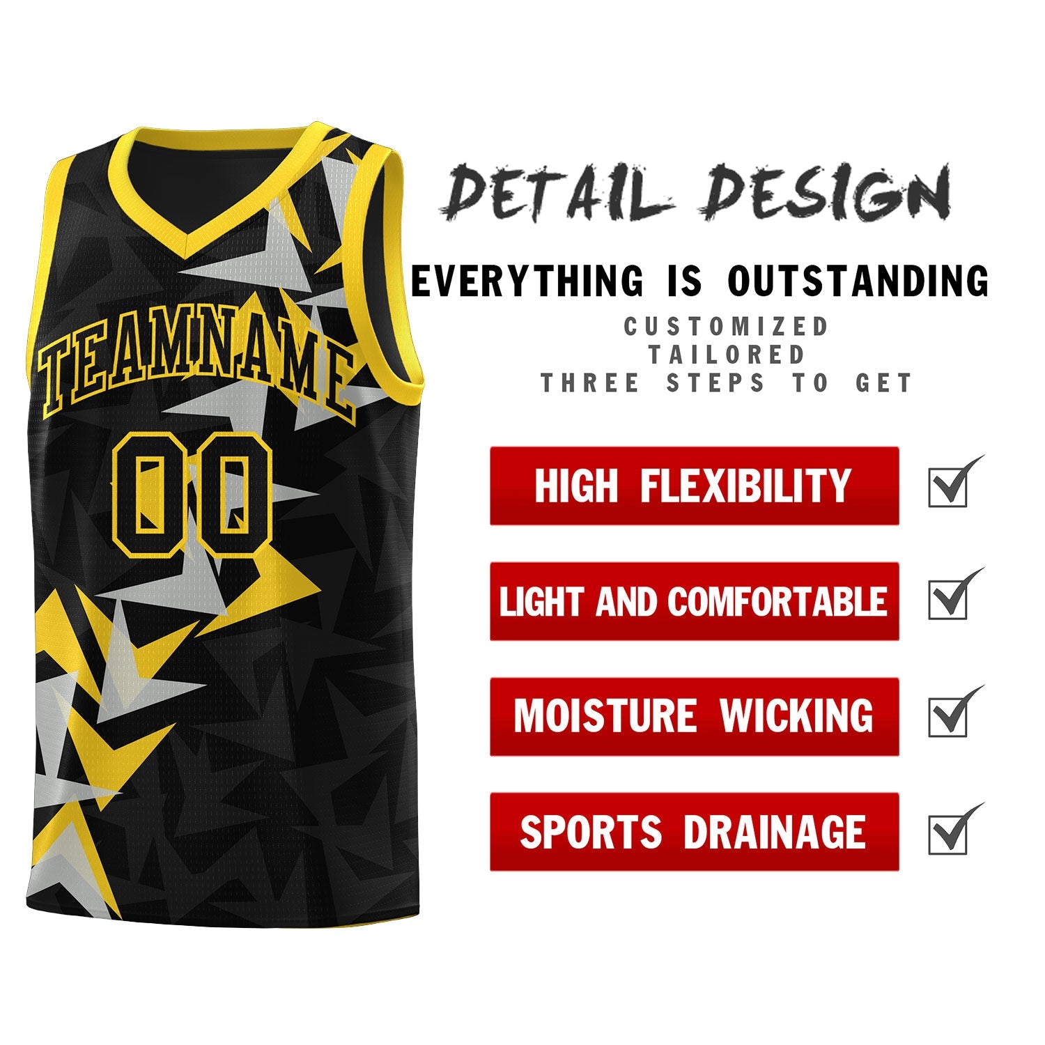 Custom Black Boomerang Pattern Sets Basketball Jersey