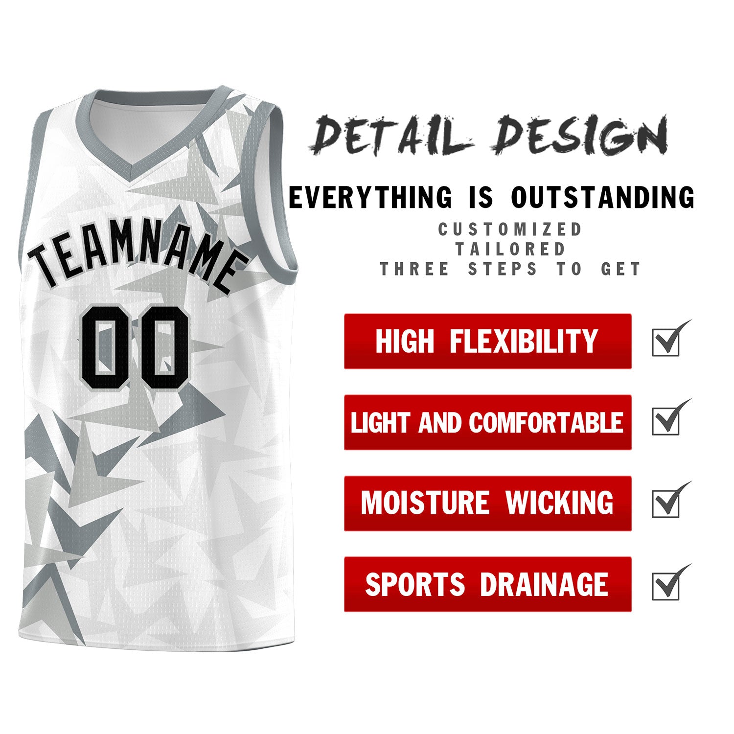Custom White Boomerang Pattern Sets Basketball Jersey