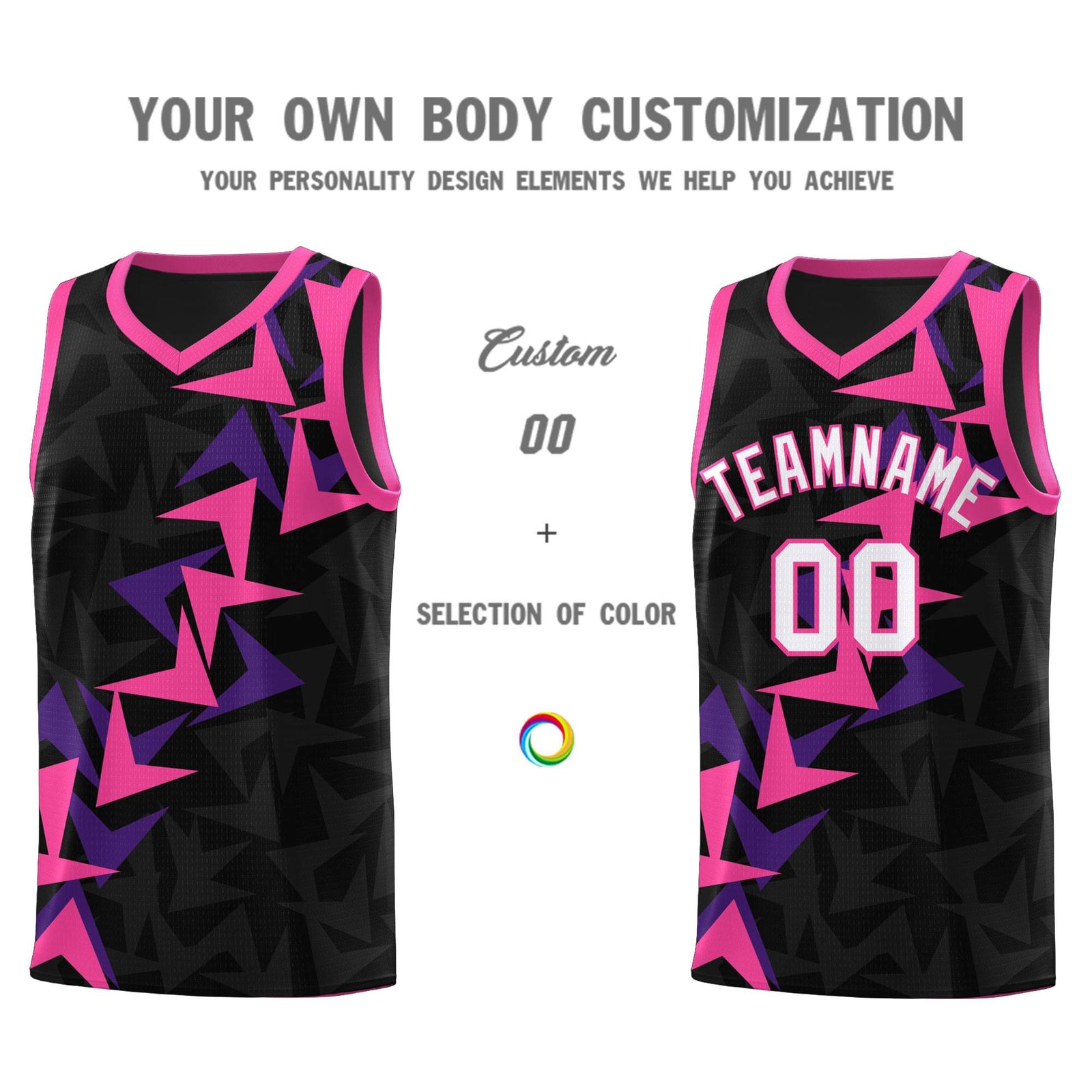 Custom Black Boomerang Pattern Sets Basketball Jersey