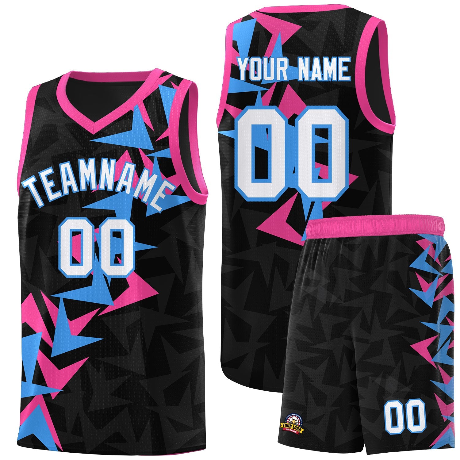 Custom Black Boomerang Pattern Sets Basketball Jersey