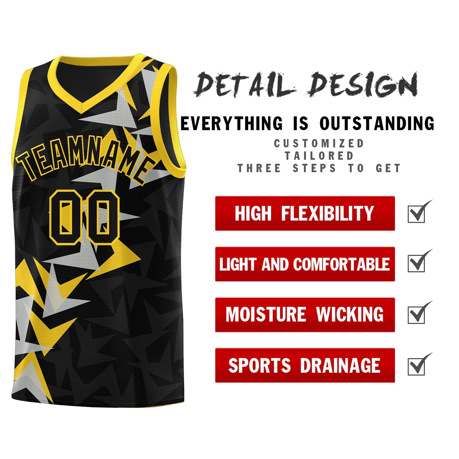 Custom Black Boomerang Pattern Sets Basketball Jersey