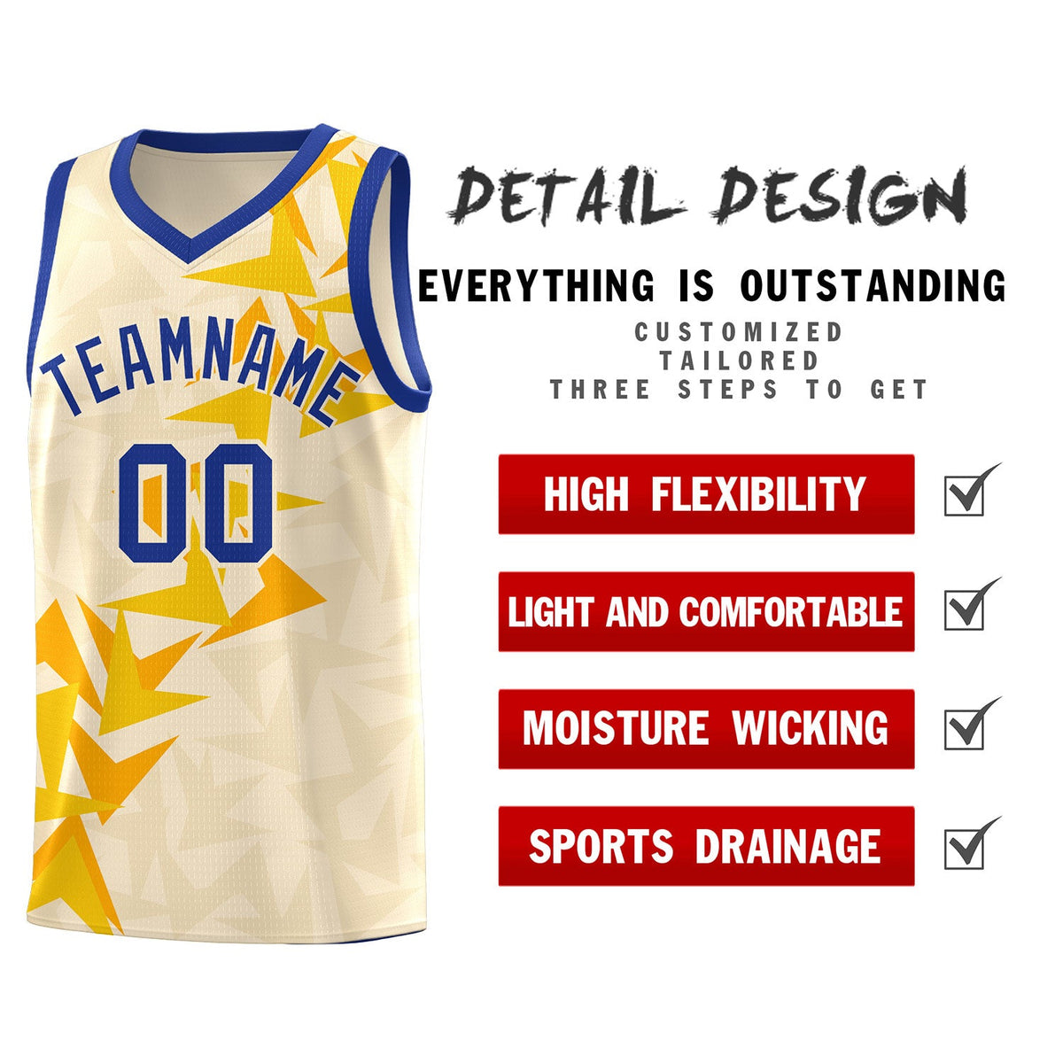Custom Cream Boomerang Pattern Sets Basketball Jersey