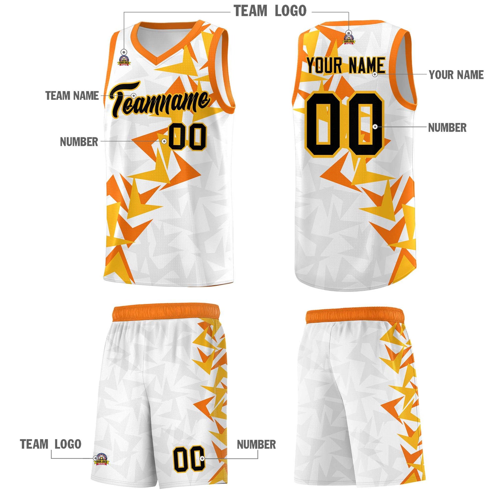 Custom White Boomerang Pattern Sets Basketball Jersey