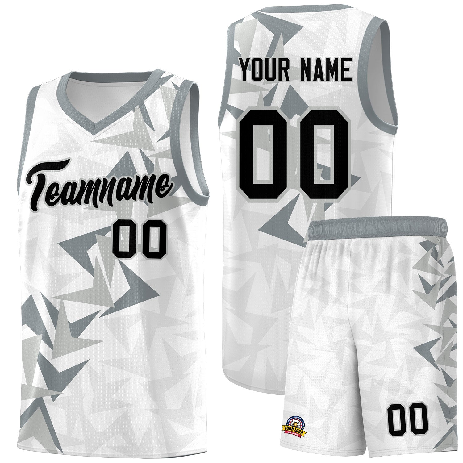 Custom White Boomerang Pattern Sets Basketball Jersey