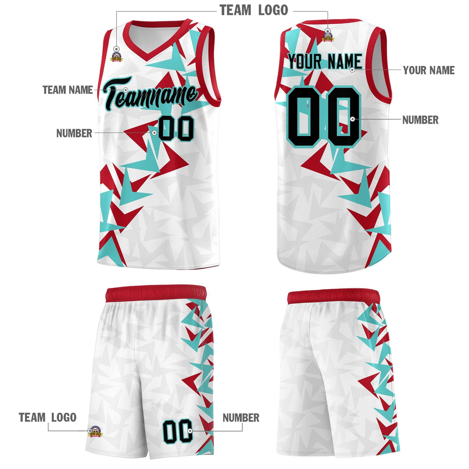 Custom White Boomerang Pattern Sets Basketball Jersey