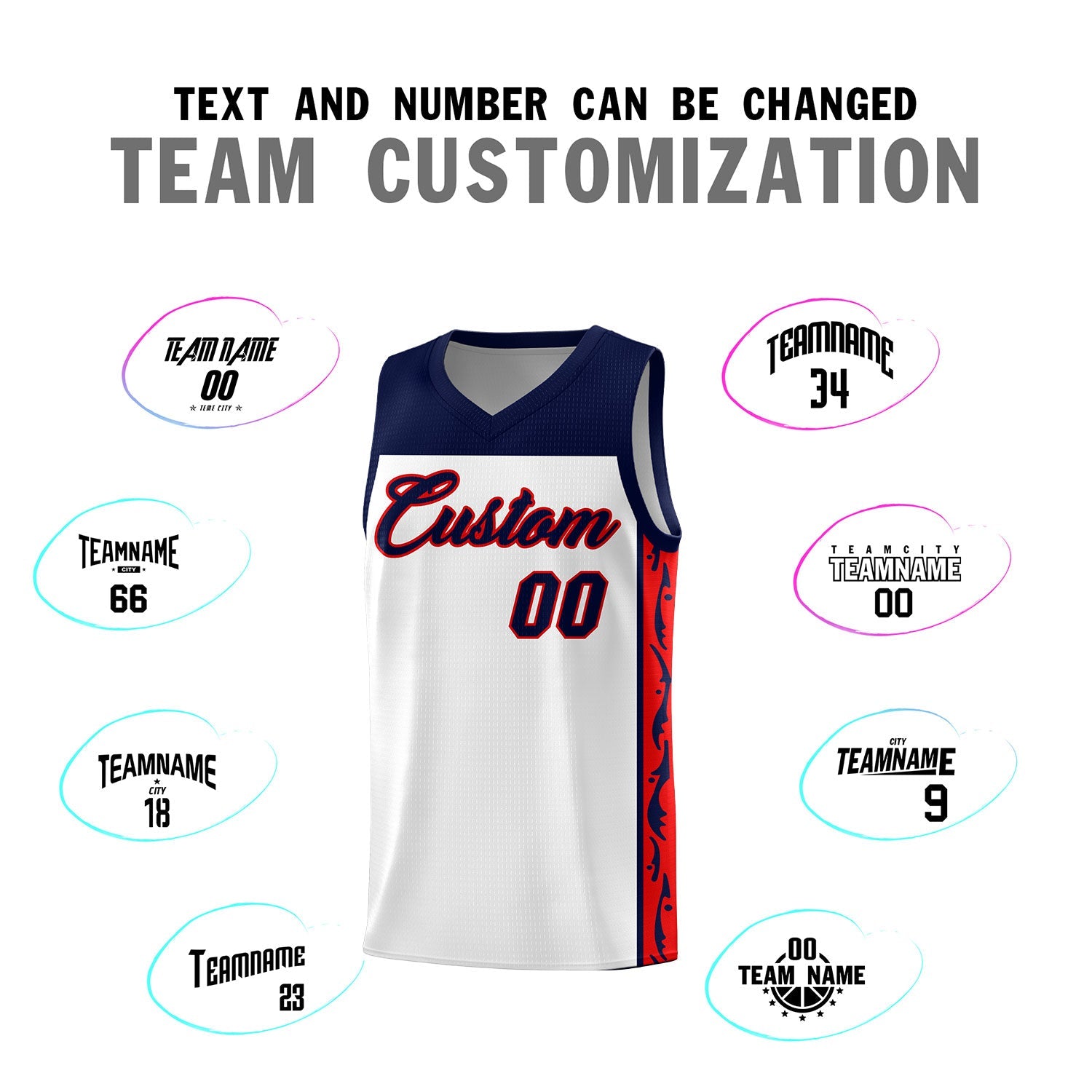Custom White Side Pattern Sports Uniform Basketball Jersey