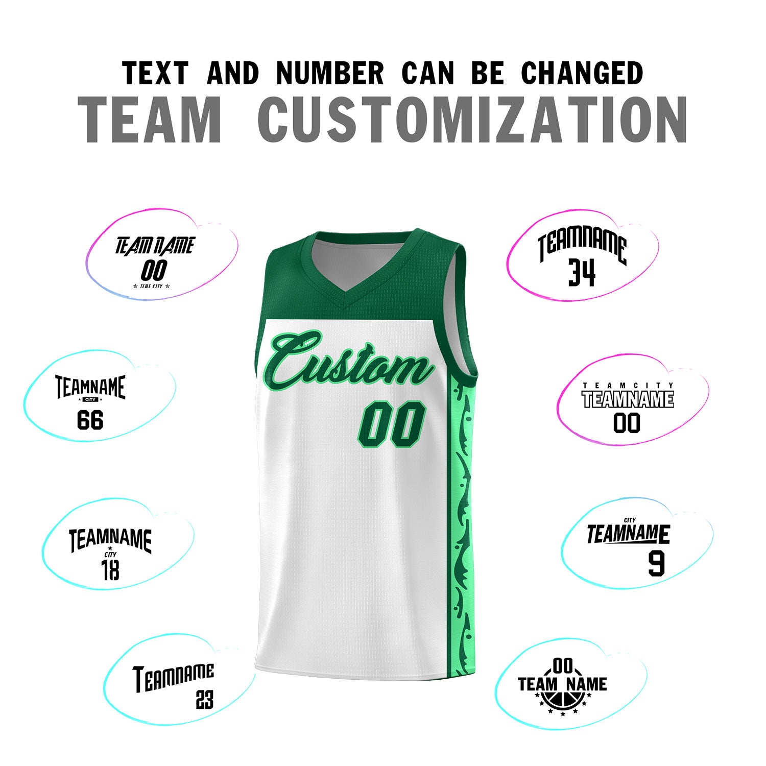 Custom White Side Pattern Sports Uniform Basketball Jersey