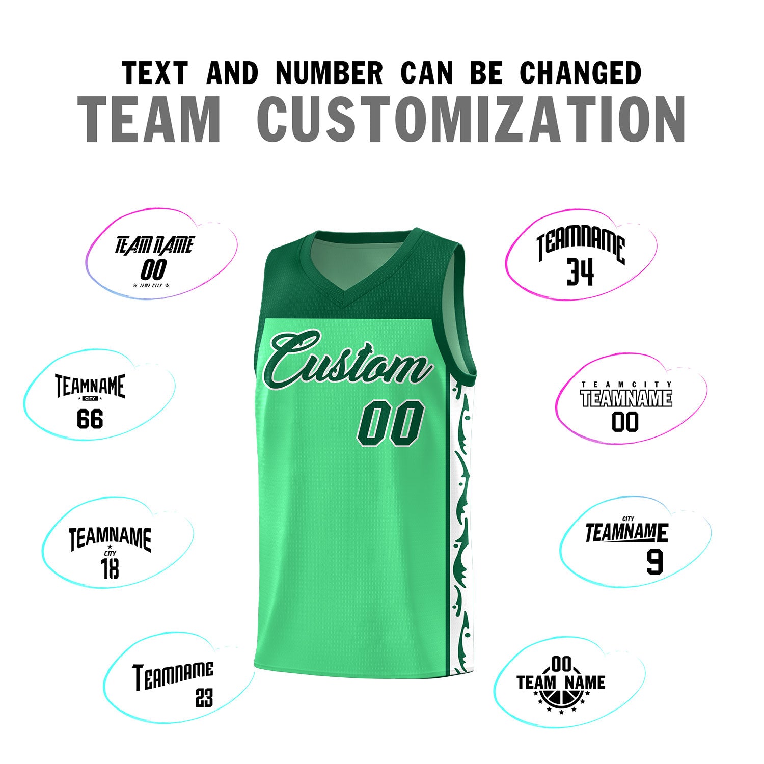 Custom Bright Green Side Pattern Sports Uniform Basketball Jersey