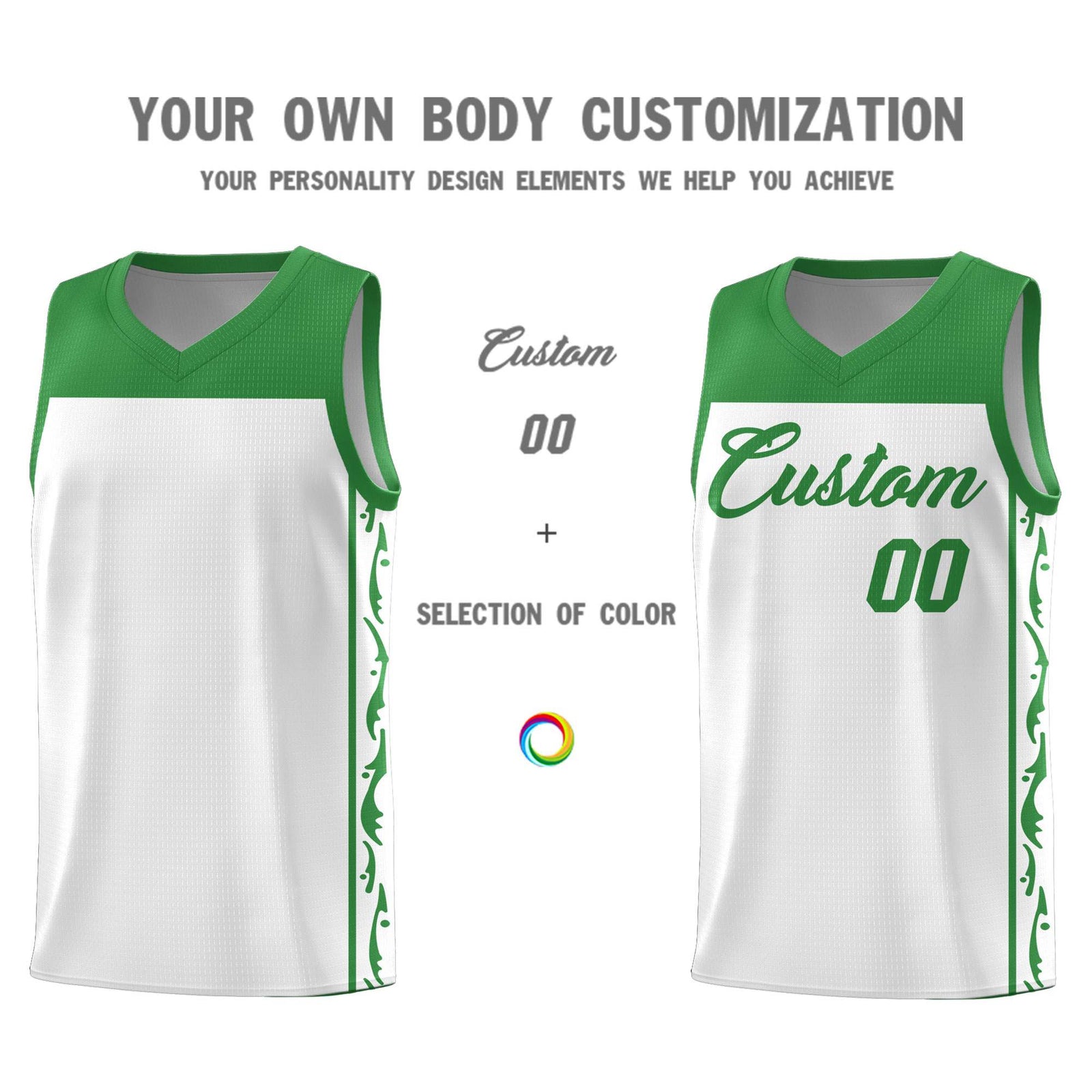 Custom White Side Pattern Sports Uniform Basketball Jersey