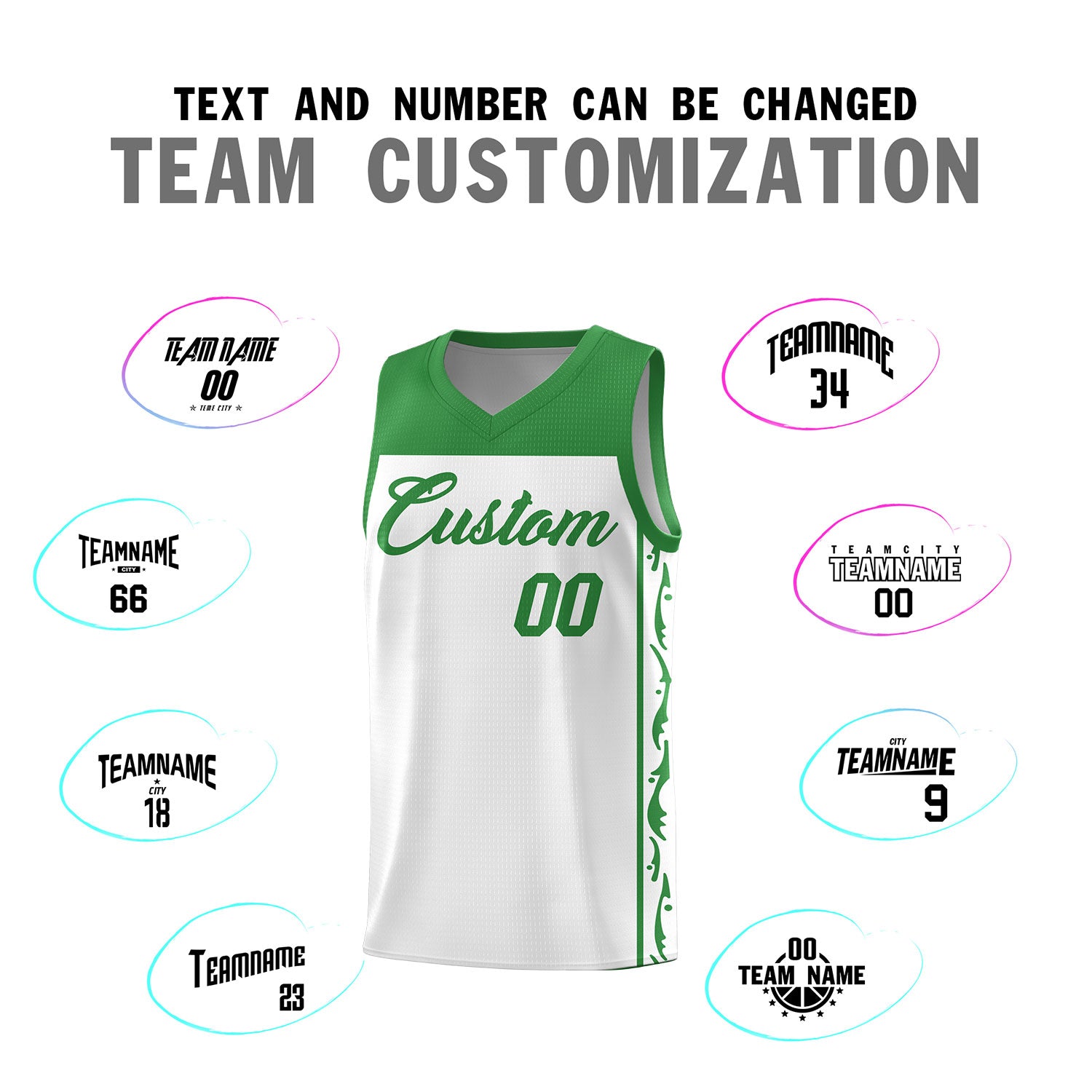 Custom White Side Pattern Sports Uniform Basketball Jersey