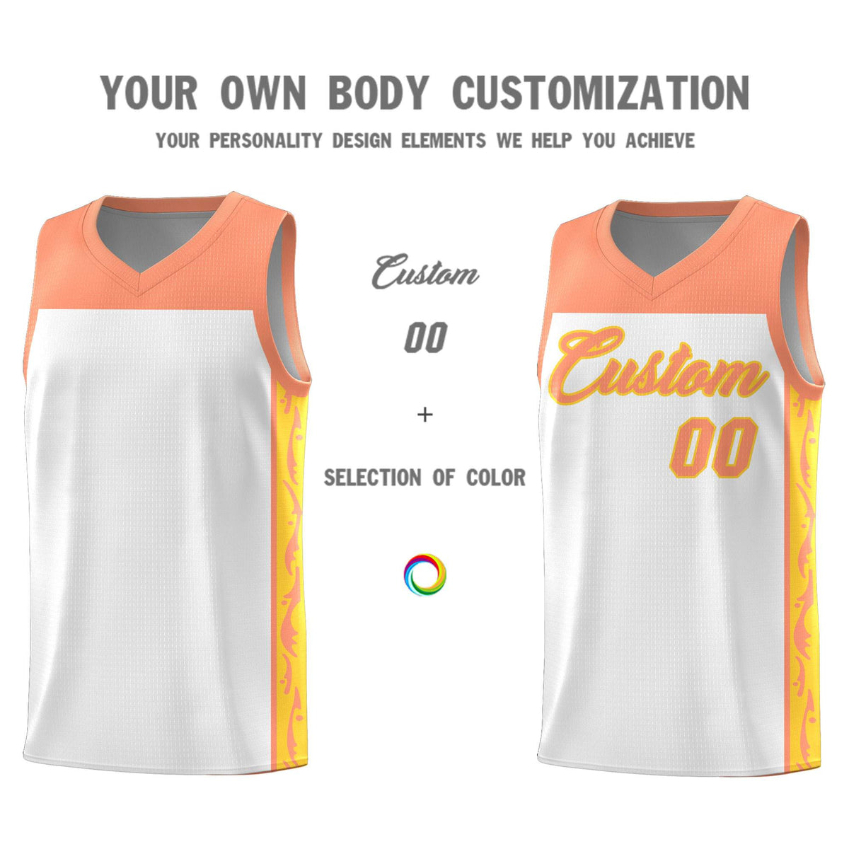 Custom White Side Pattern Sports Uniform Basketball Jersey