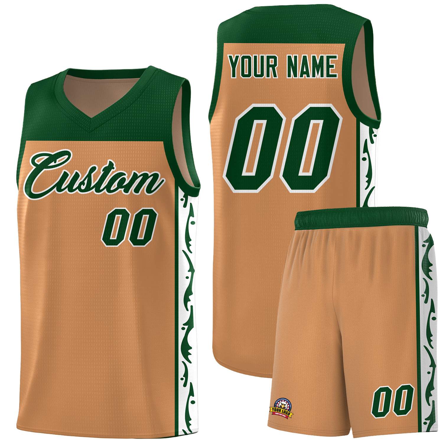 Custom Light Brown Side Pattern Sports Uniform Basketball Jersey