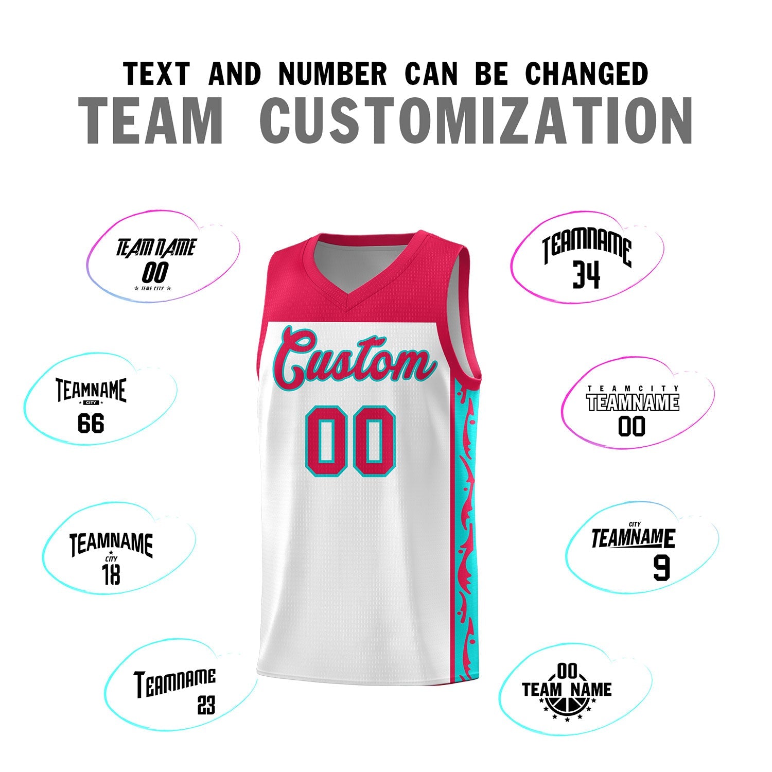 Custom White Side Pattern Sports Uniform Basketball Jersey